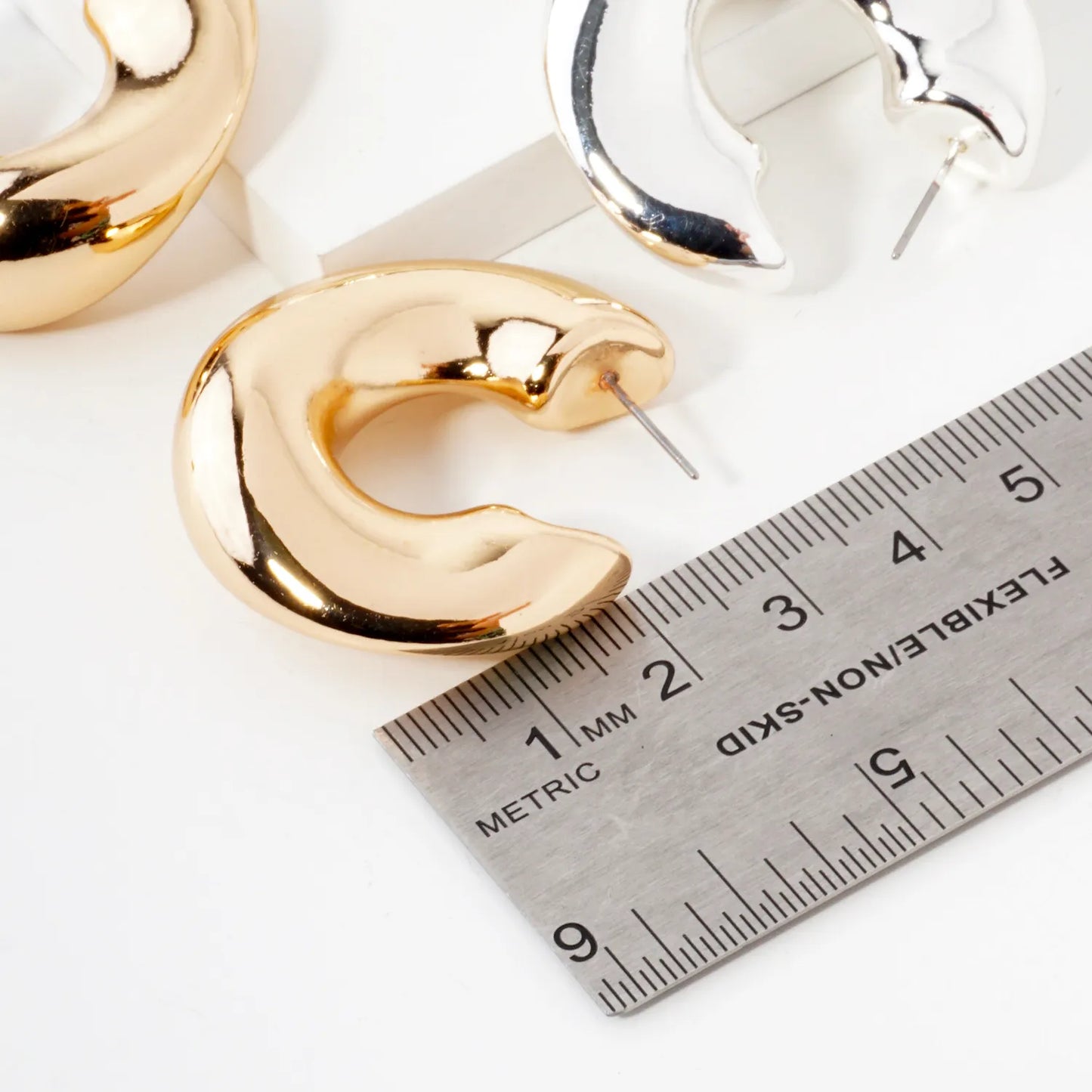 Metal 40mm Organic Hollow Chunky Hoop Earrings