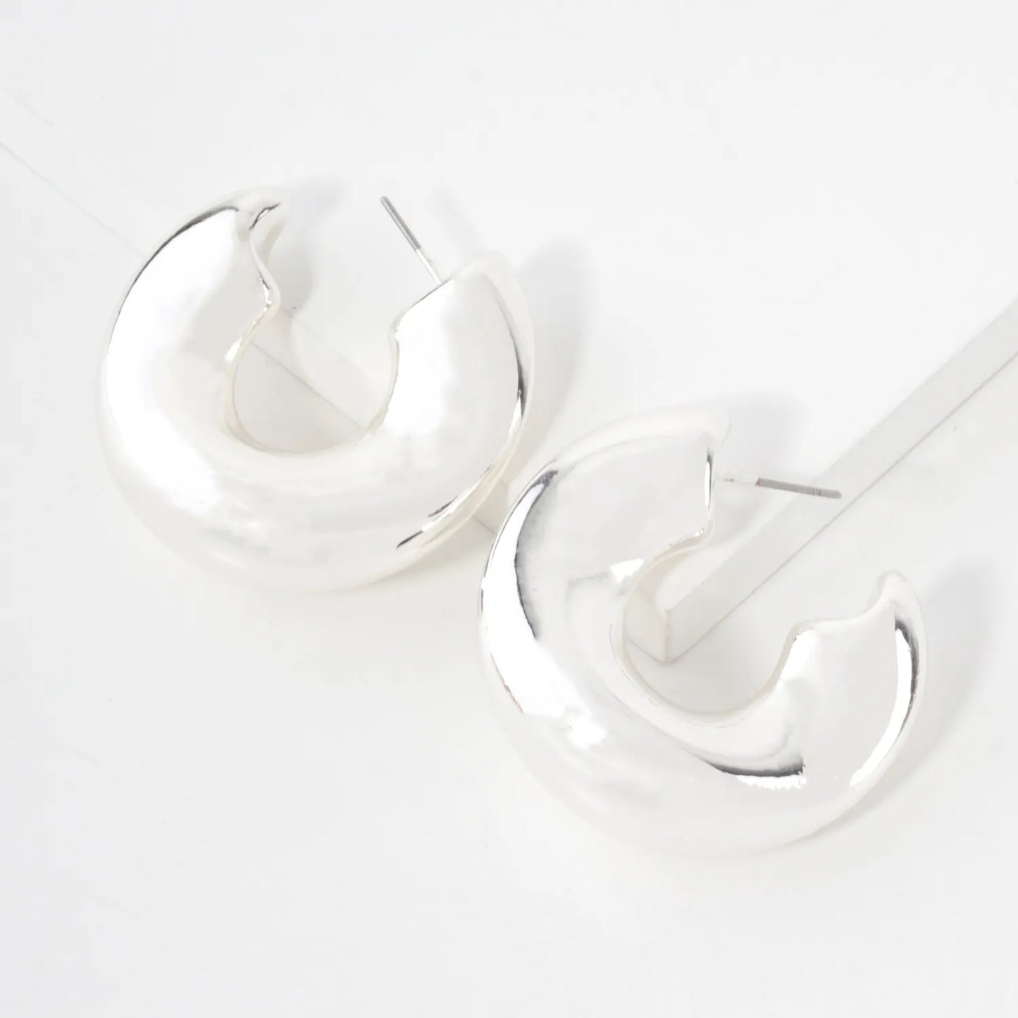 Metal 40mm Organic Hollow Chunky Hoop Earrings