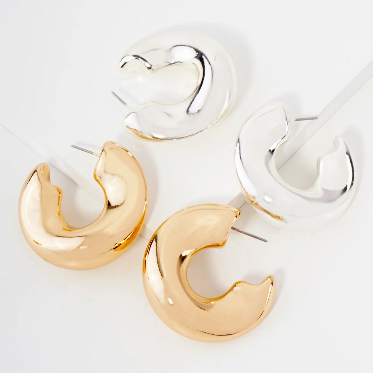 Metal 40mm Organic Hollow Chunky Hoop Earrings