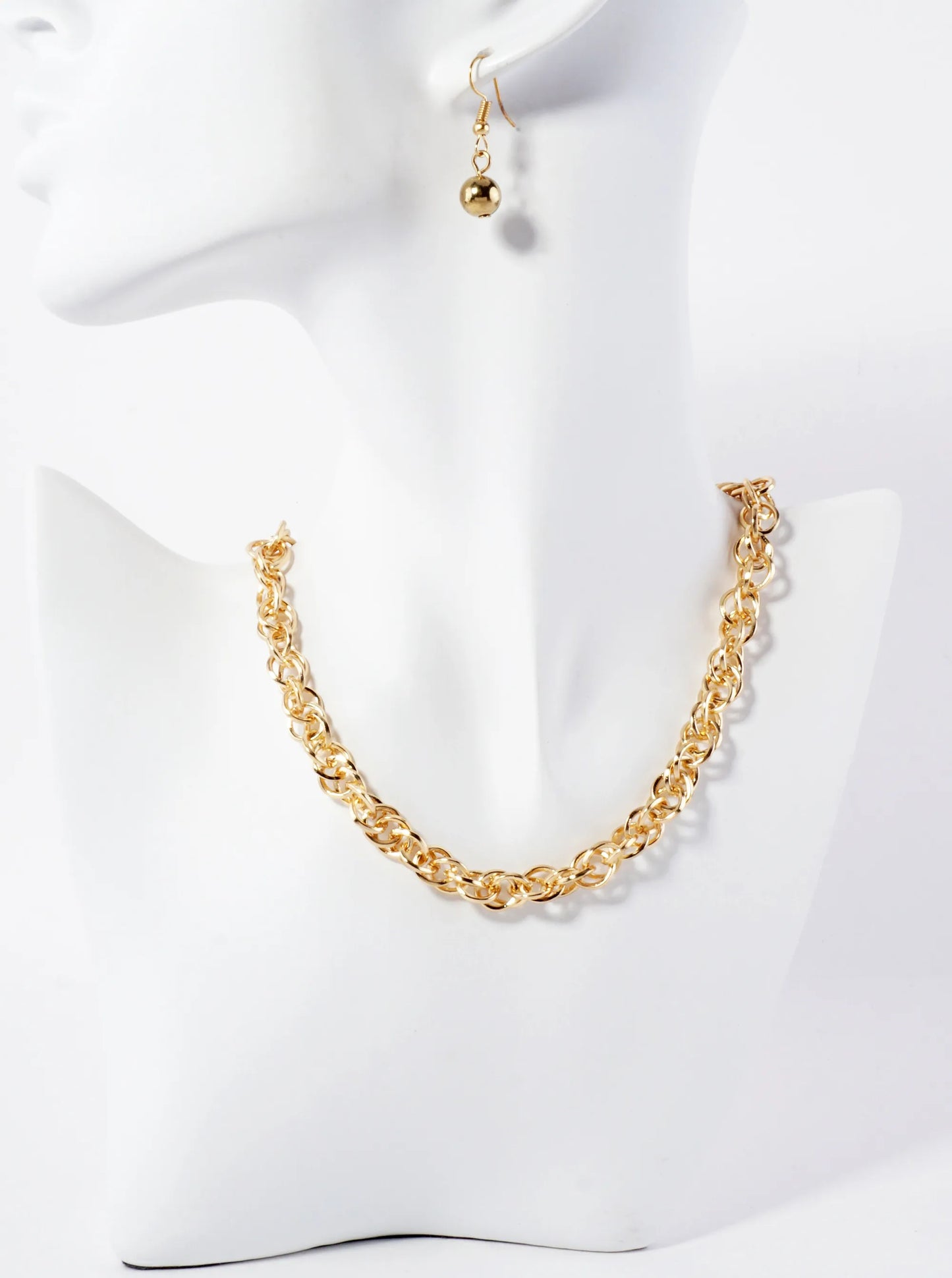 Metal 9mm Interwoven Statement Chain Necklace Set-with-Earrings
