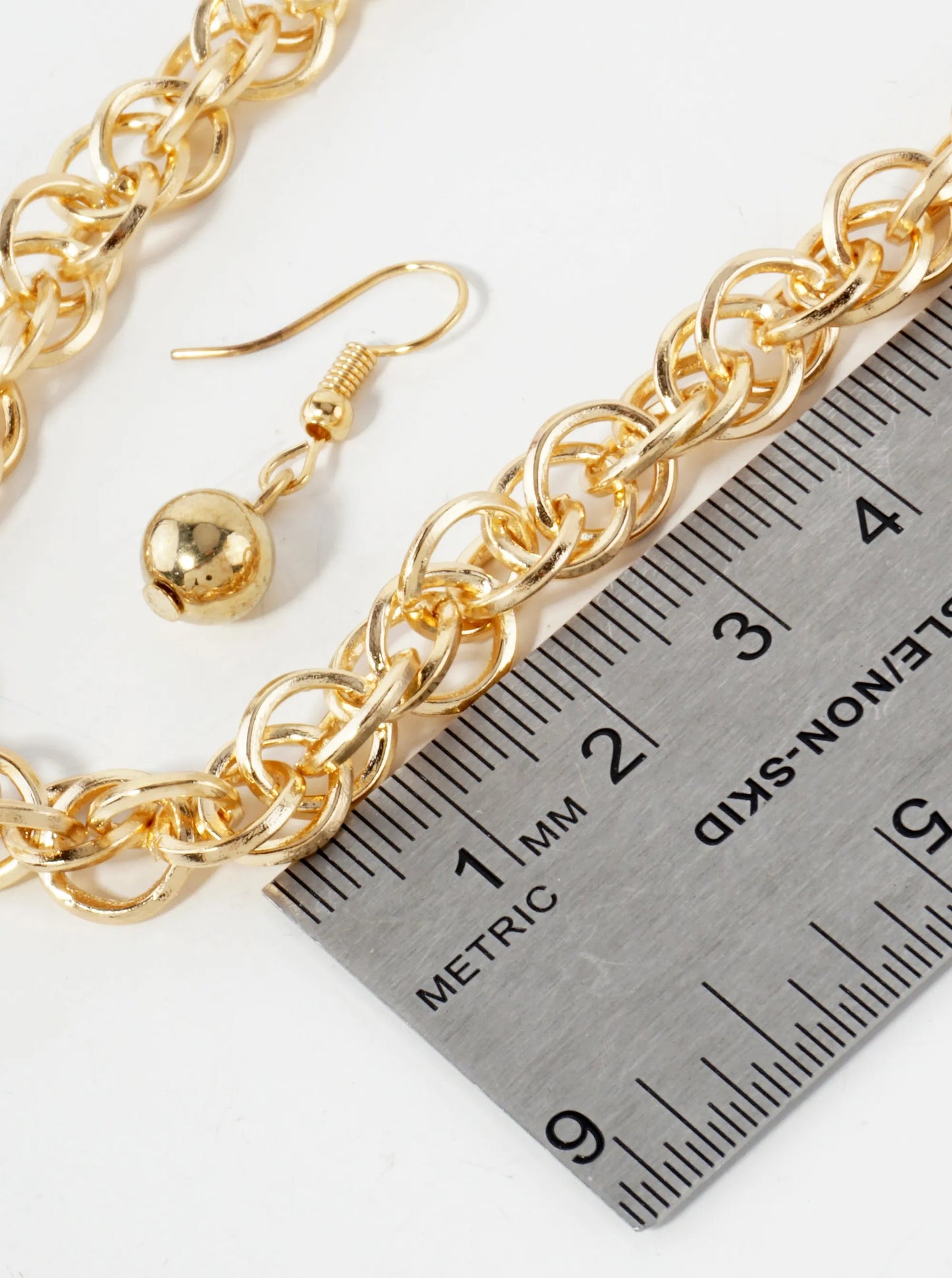 Metal 9mm Interwoven Statement Chain Necklace Set-with-Earrings