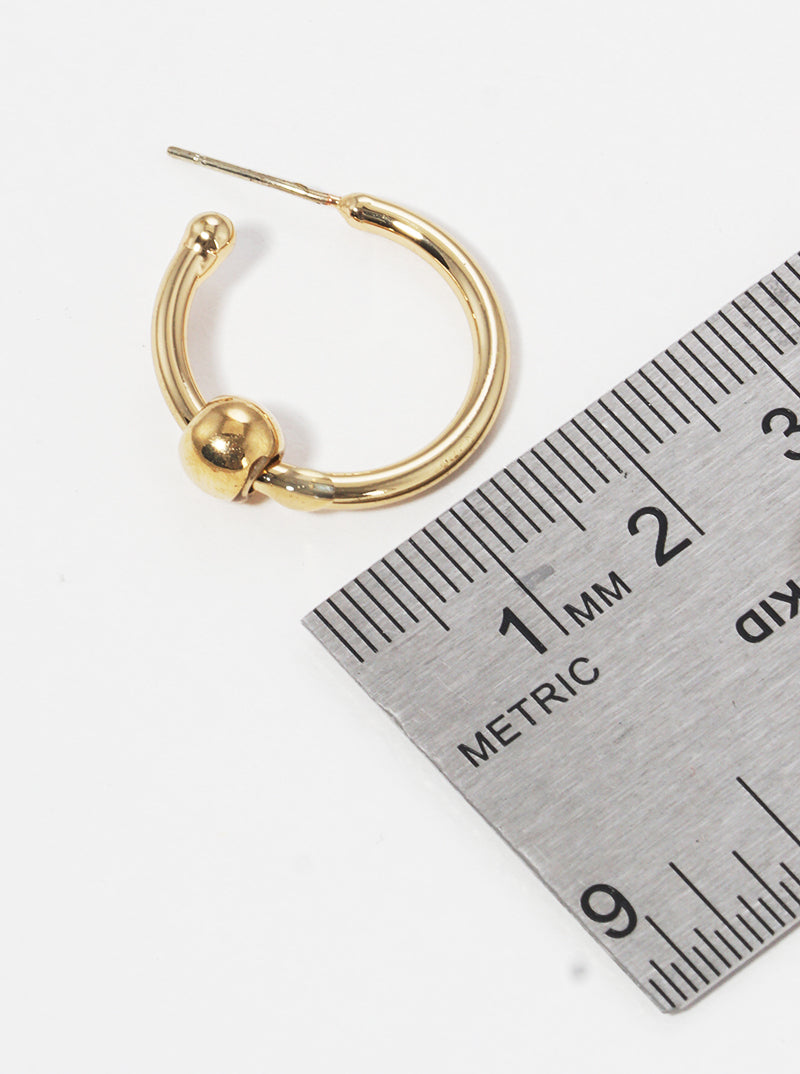 Metal Ball Bead Accent 20mm Metal Hoop Earrings