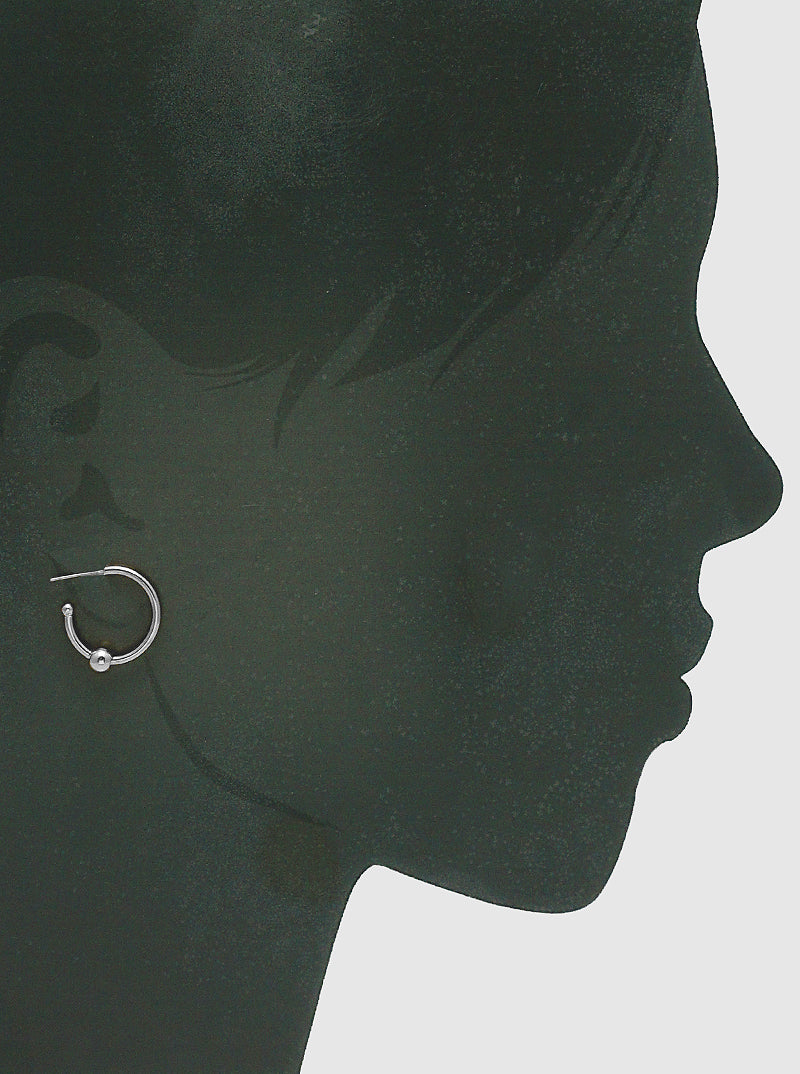 Metal Ball Bead Accent 20mm Metal Hoop Earrings