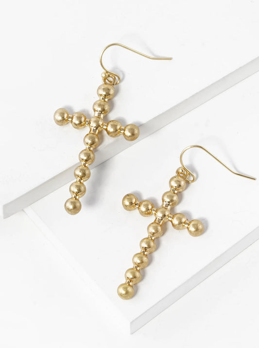 Metal Ball Cross Drop Dangle Earrings