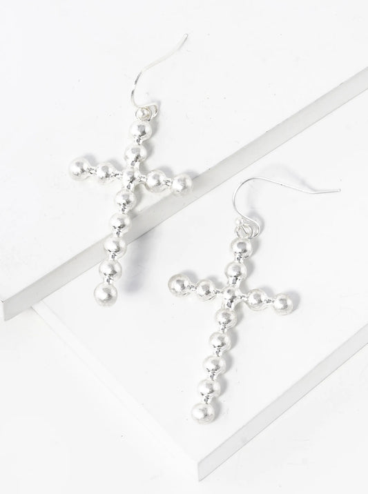 Metal Ball Cross Drop Dangle Earrings