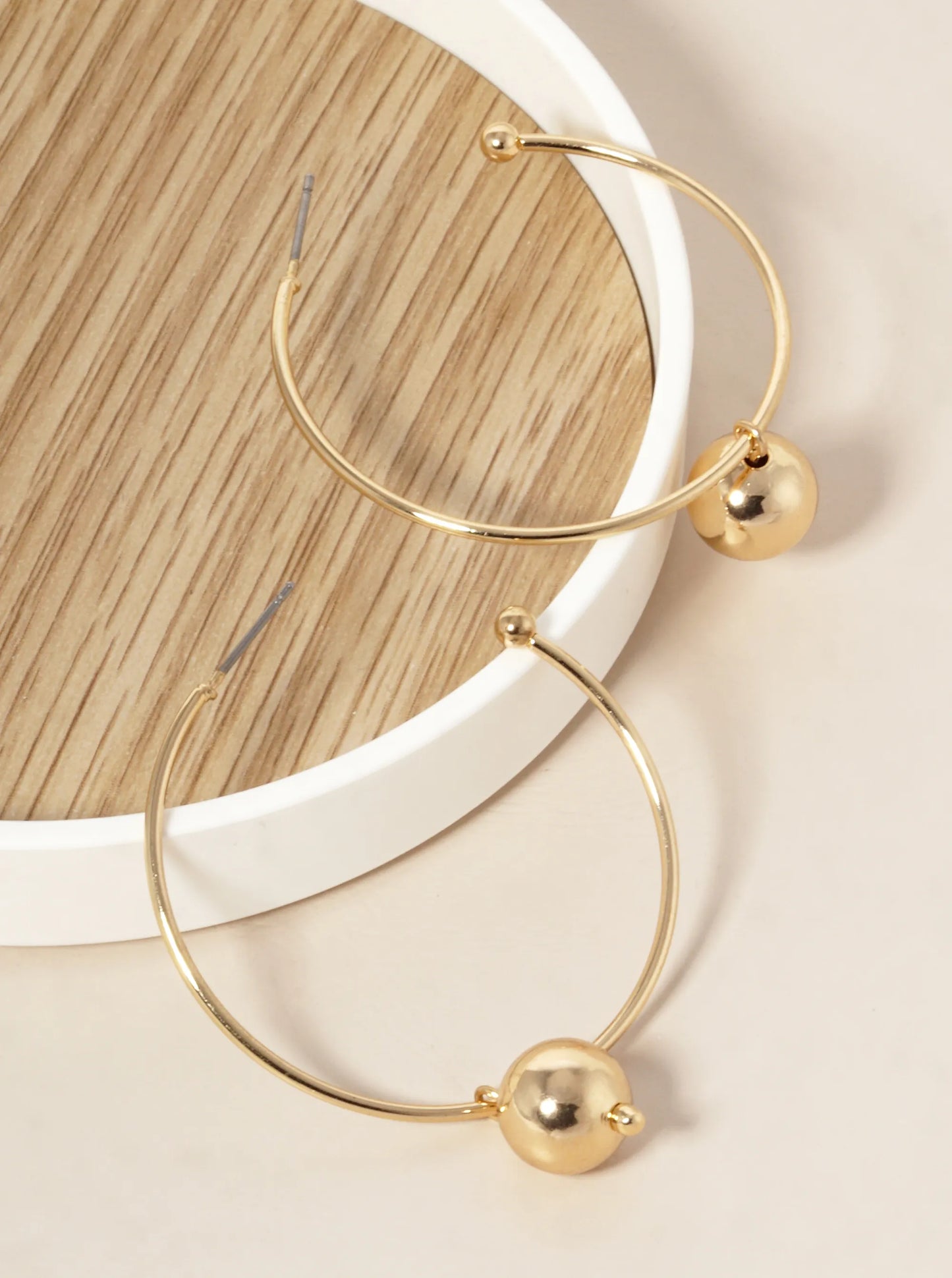 Metal Ball Drop 40mm Hoop Earrings