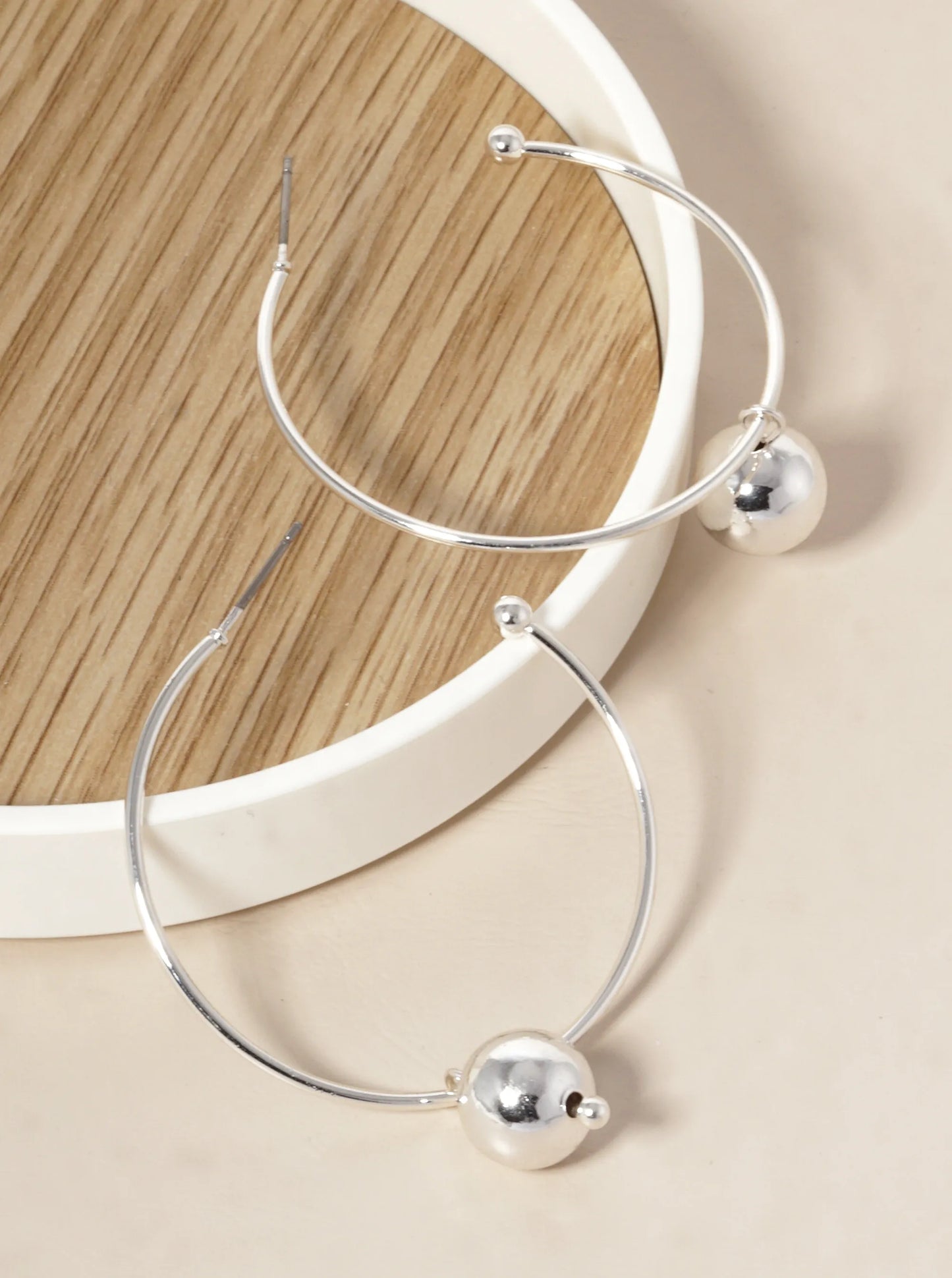 Metal Ball Drop 40mm Hoop Earrings
