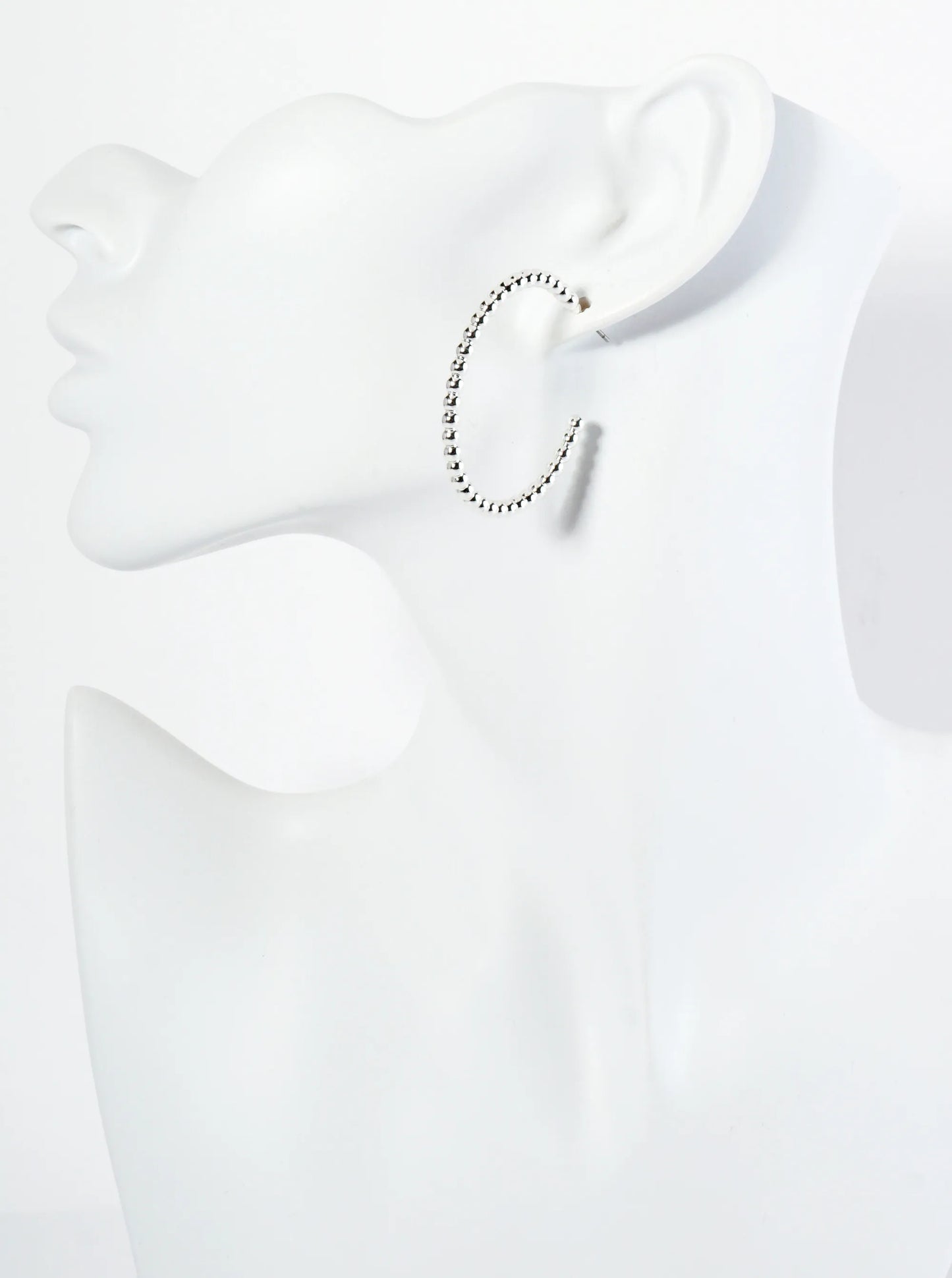 Metal Ball Textured 40mm Open Hoop Earrings