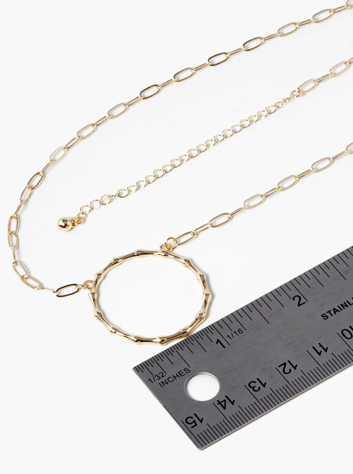 Metal Bamboo Circle Pendant Necklace