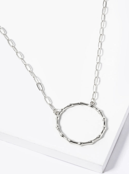 Metal Bamboo Circle Pendant Necklace