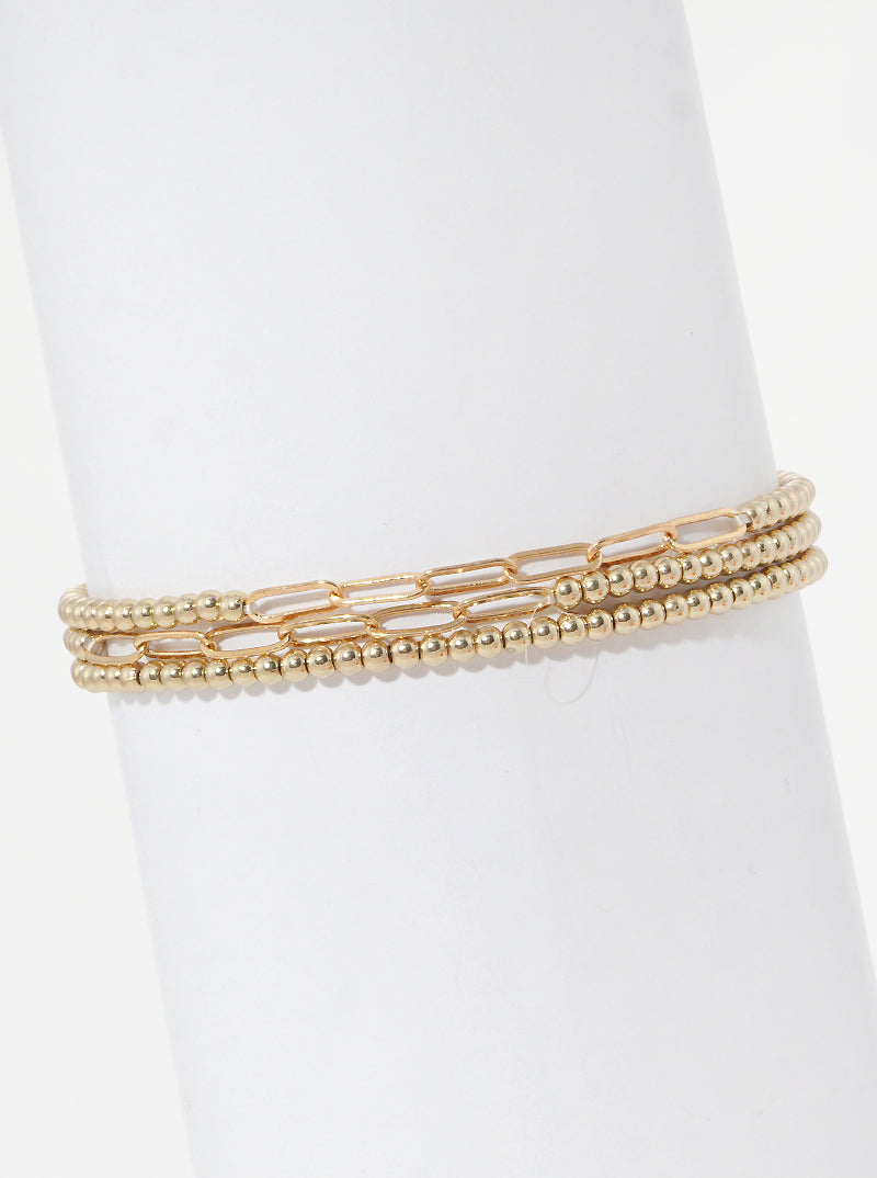 Metal Bead Chain Stackable Stretch Bracelets