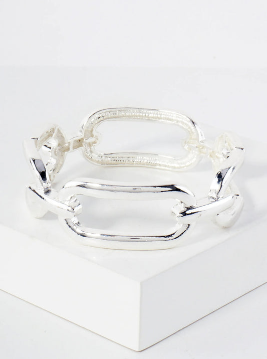 Metal Bold Chain Design Stretch Bangle Bracelet
