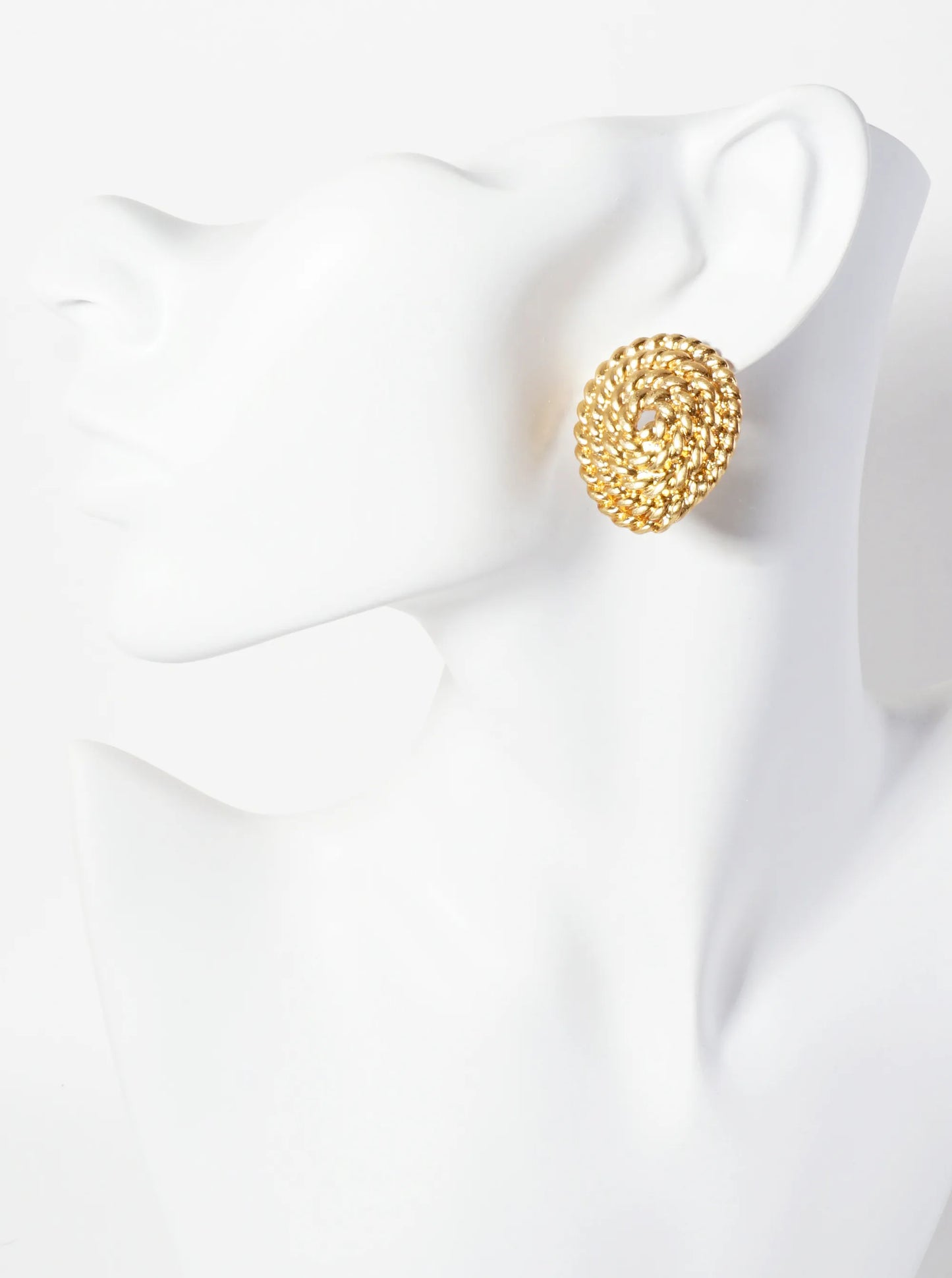 Metal Braided Upside-Down Teardrop Post Earrings With-Titanium-Post