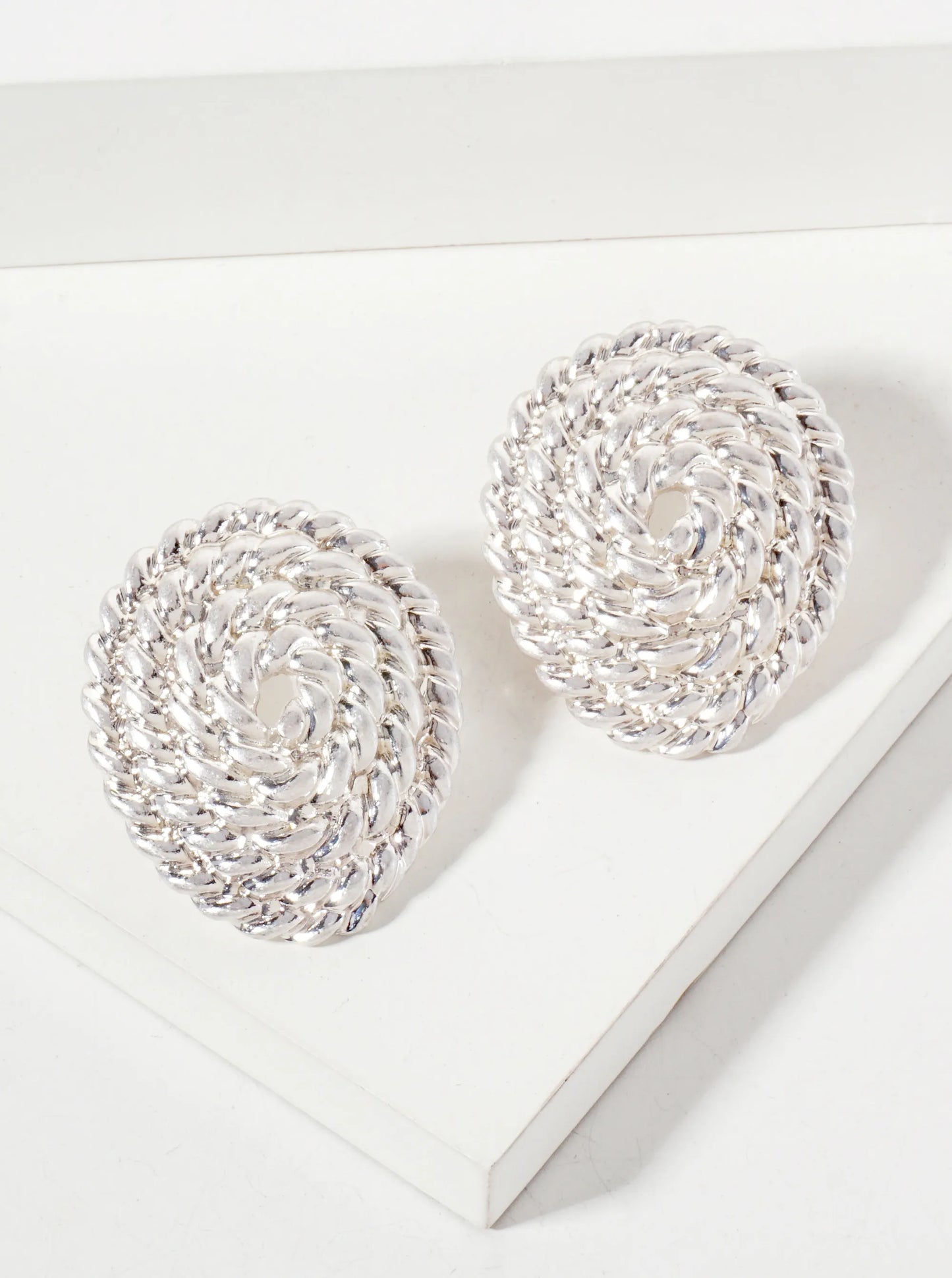 Metal Braided Upside-Down Teardrop Post Earrings With-Titanium-Post