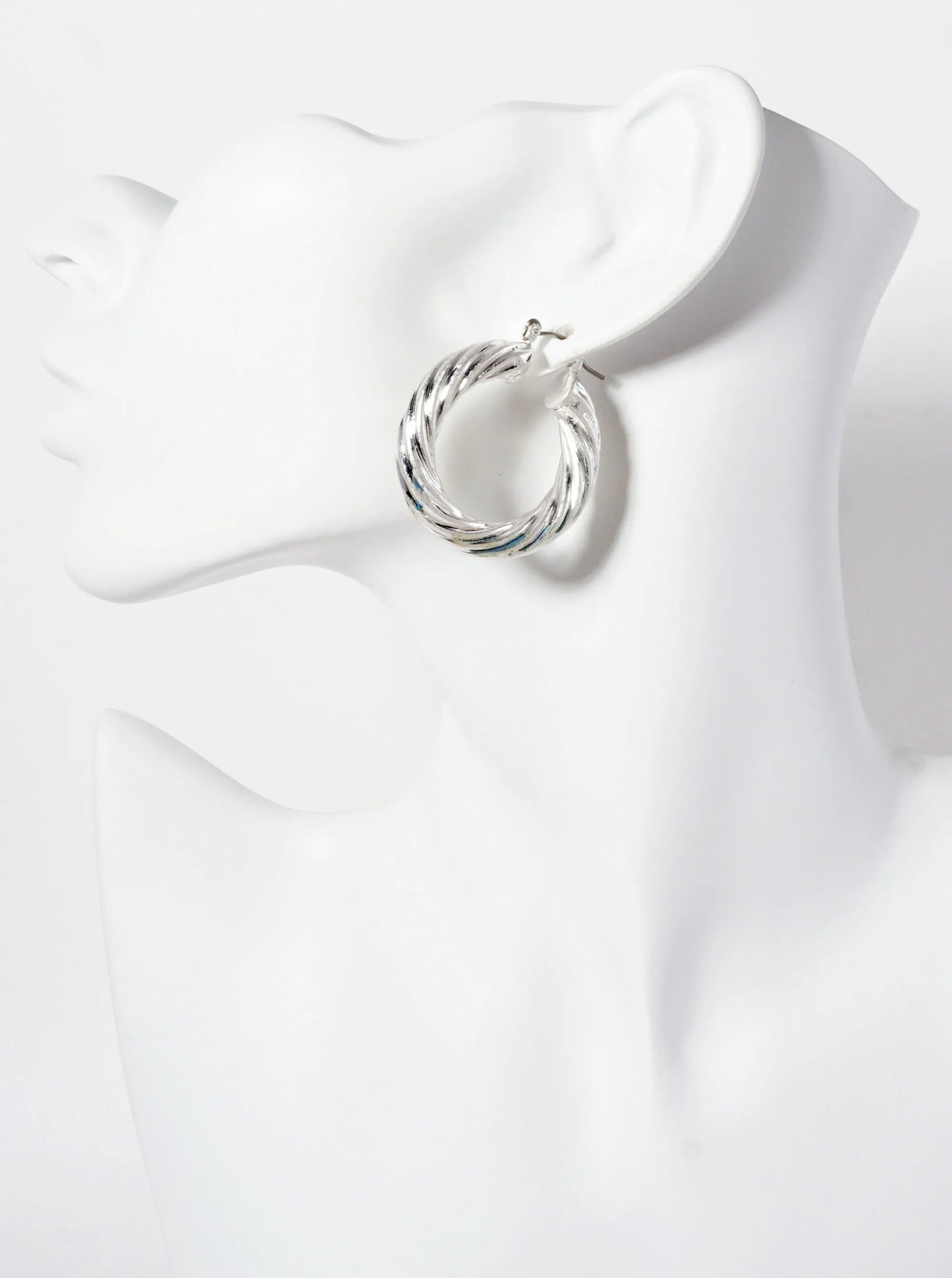 Metal Cable-Texture 38mm Hollow Latch-Back Hoop Earrings