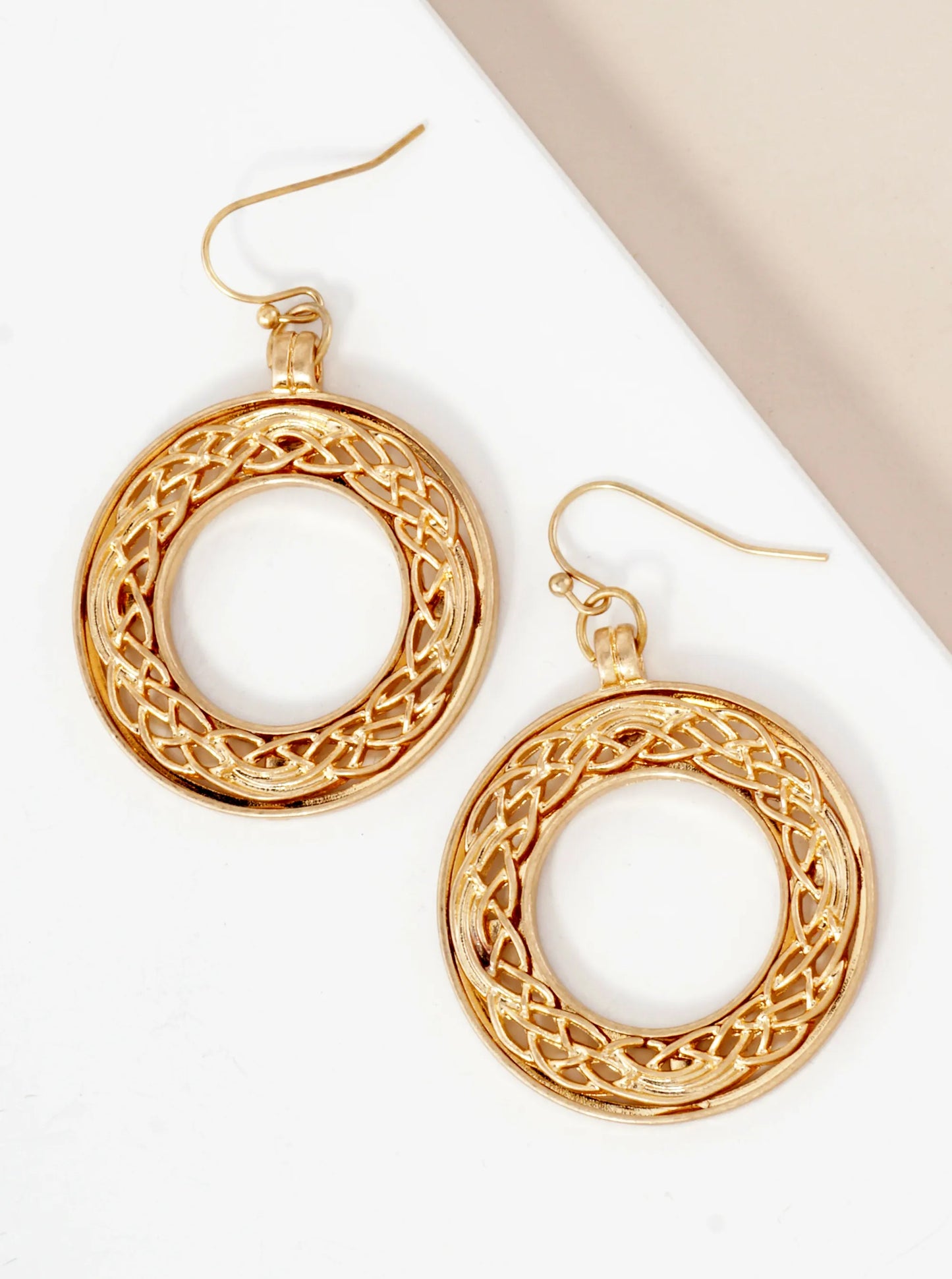 Metal Celtic Filigree Circle Drop Dangle Earrings