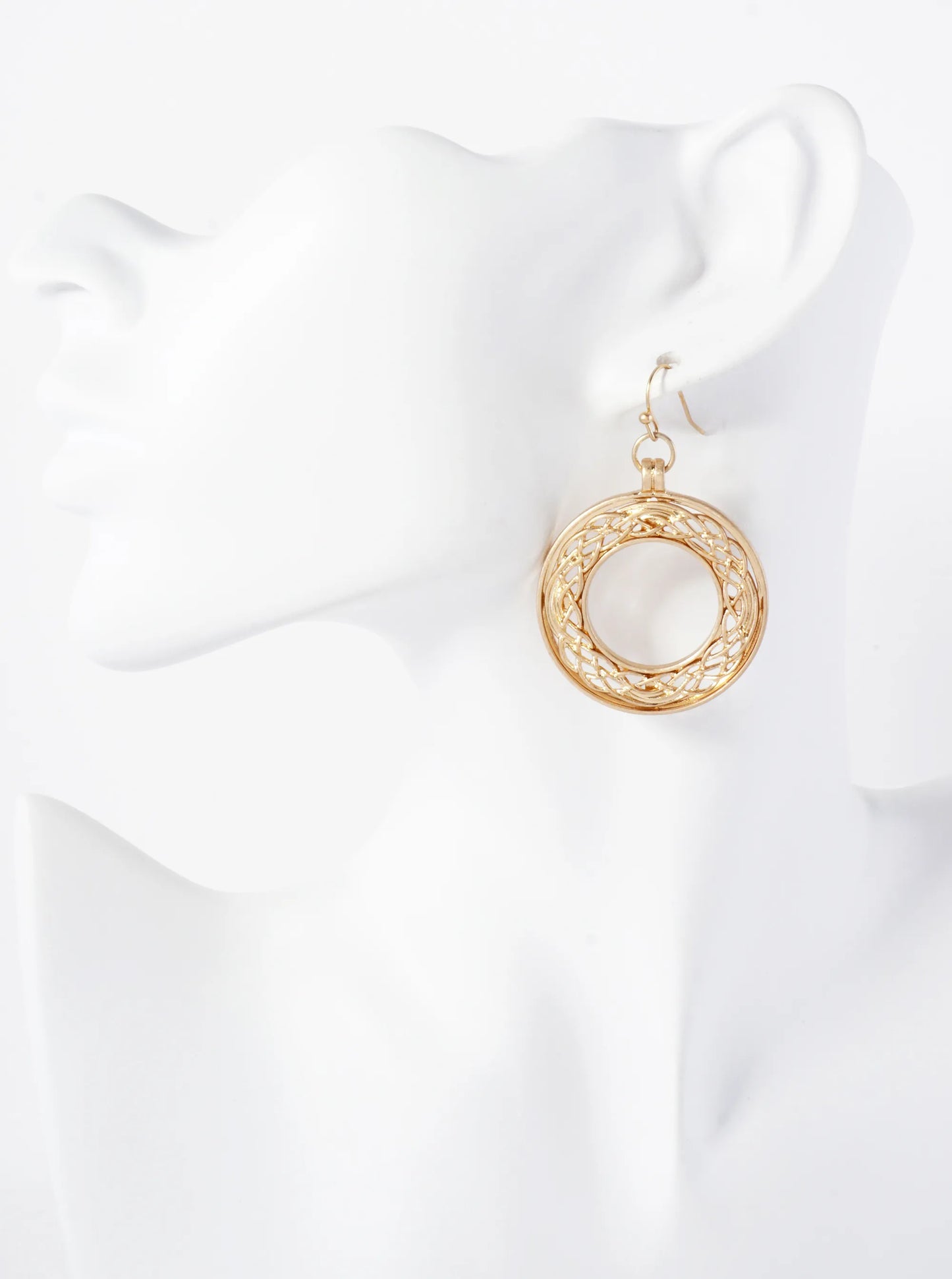 Metal Celtic Filigree Circle Drop Dangle Earrings