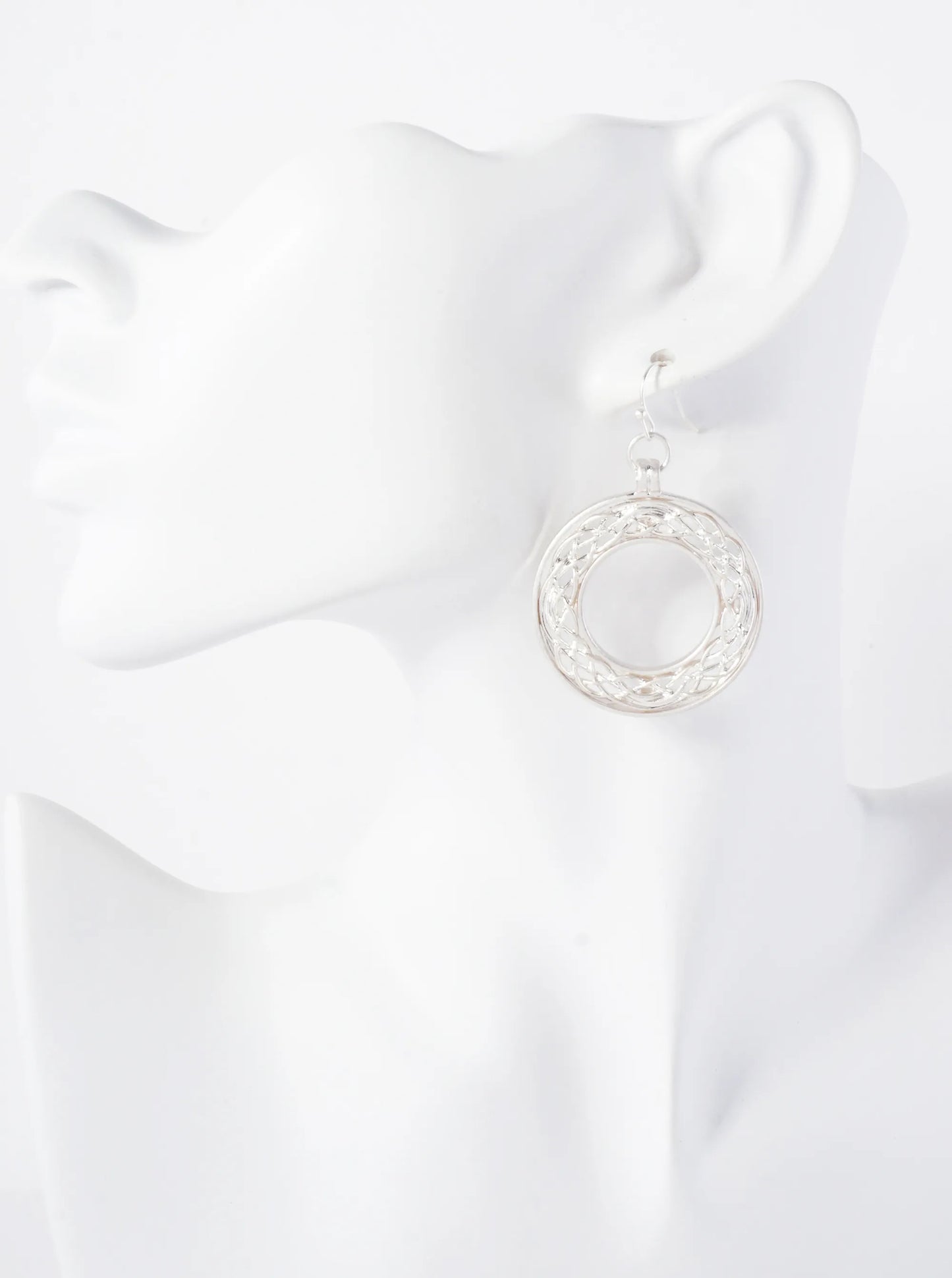 Metal Celtic Filigree Circle Drop Dangle Earrings