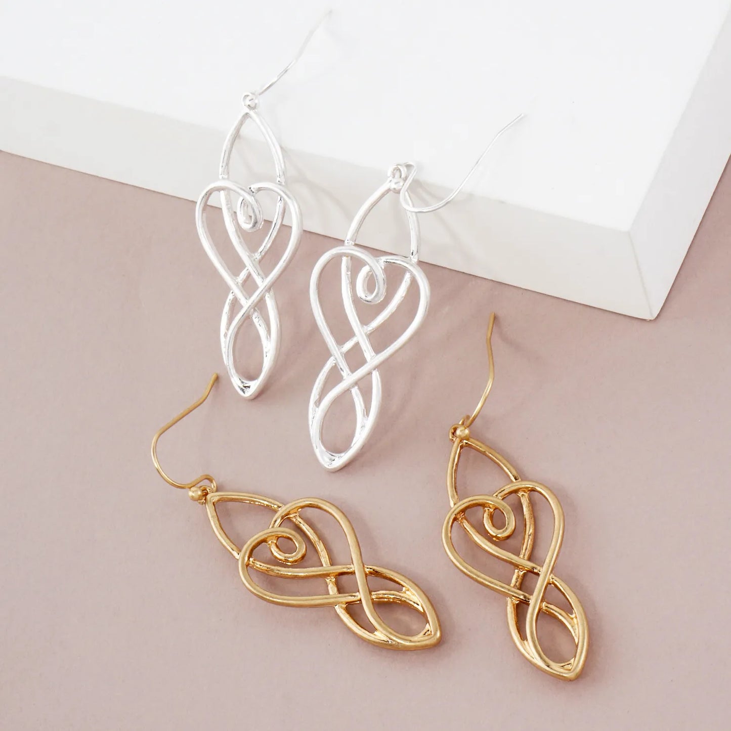 Metal Celtic Filigree Dangle Drop Earrings