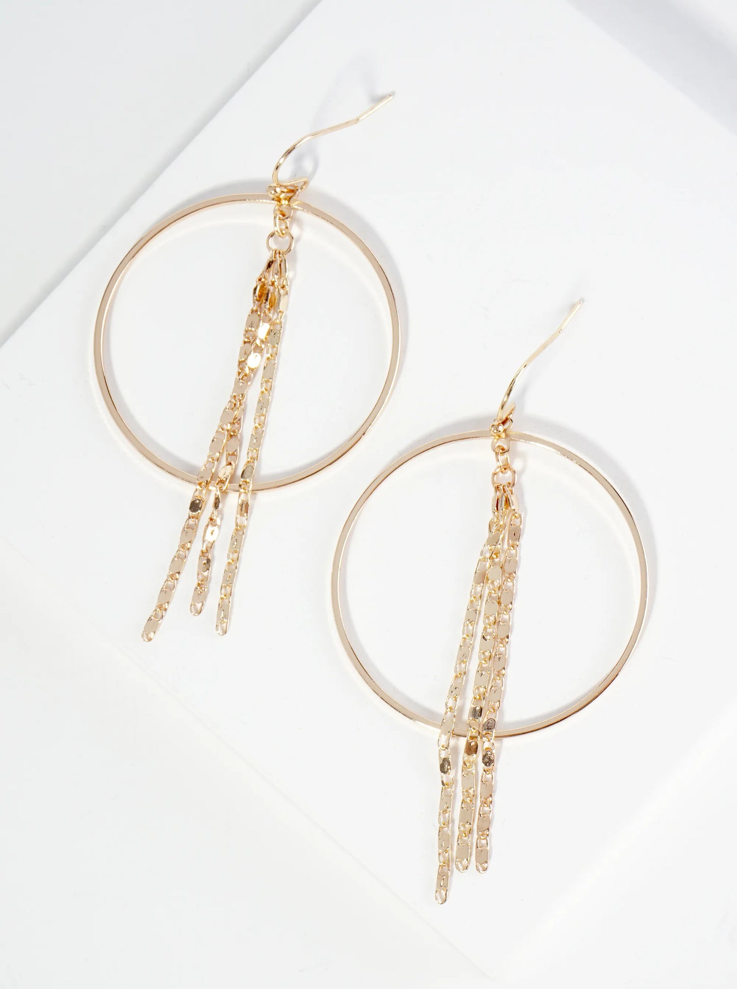 Metal Chain Drop Circle Dangle Earrings