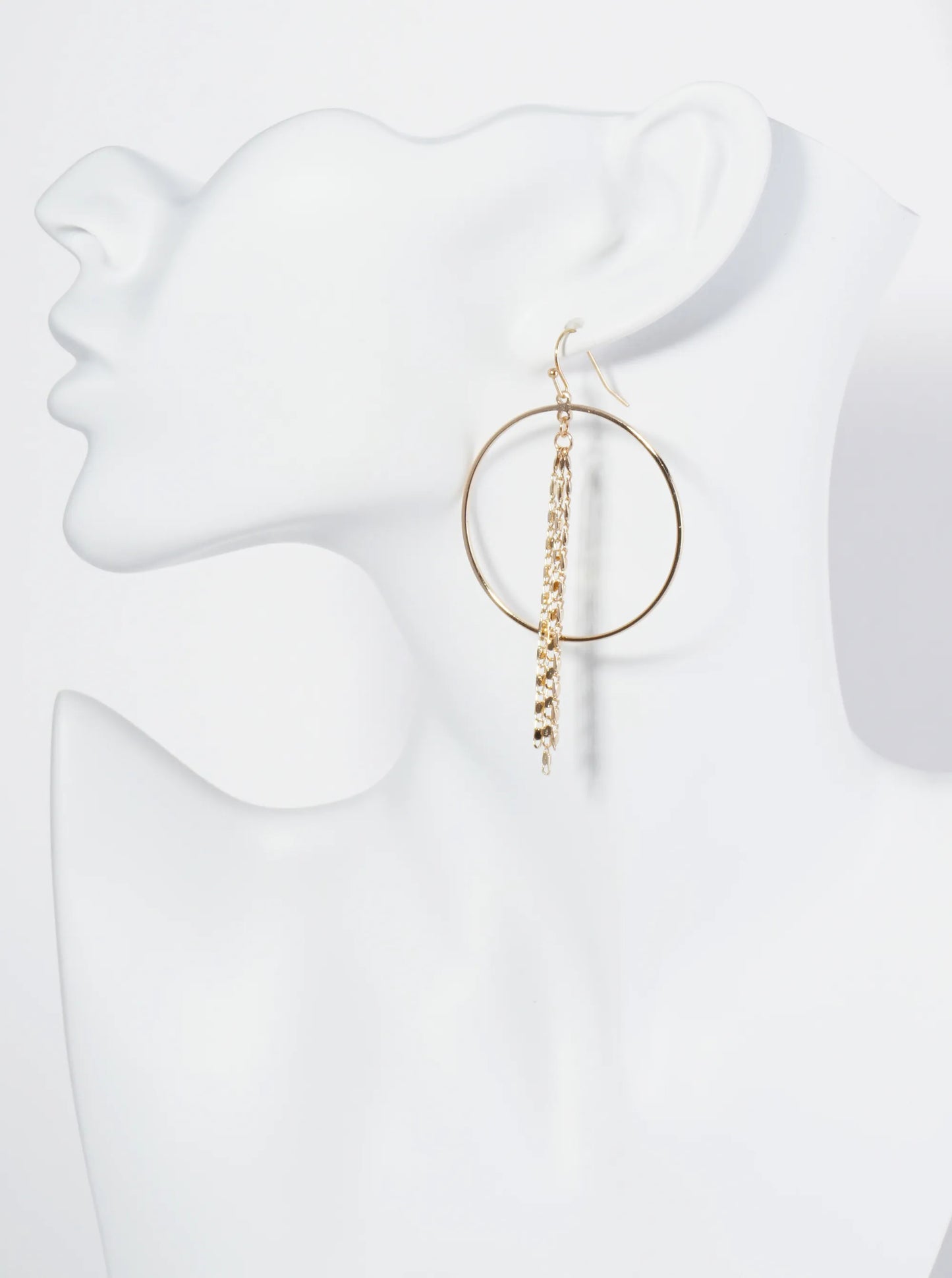 Metal Chain Drop Circle Dangle Earrings