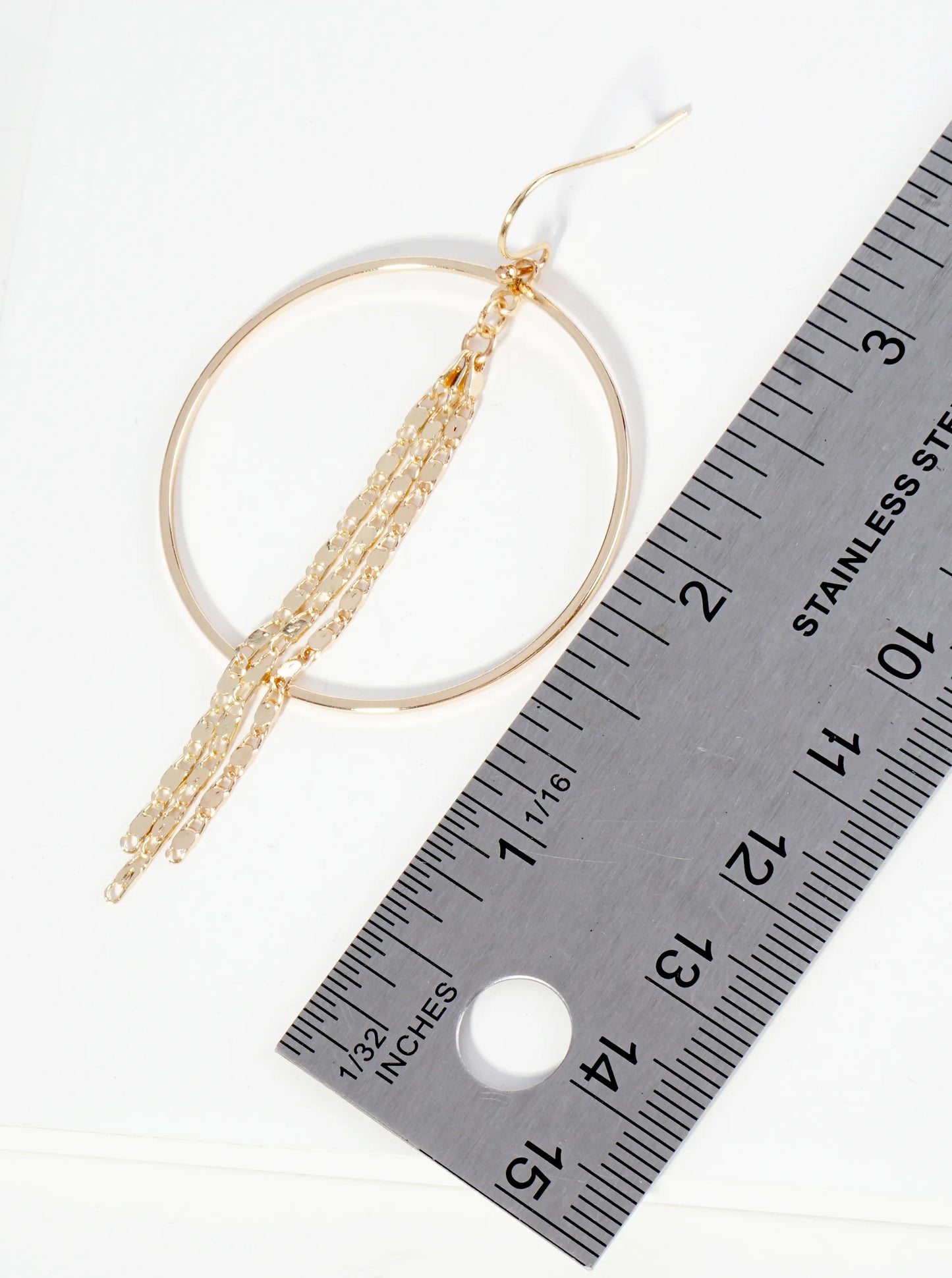Metal Chain Drop Circle Dangle Earrings