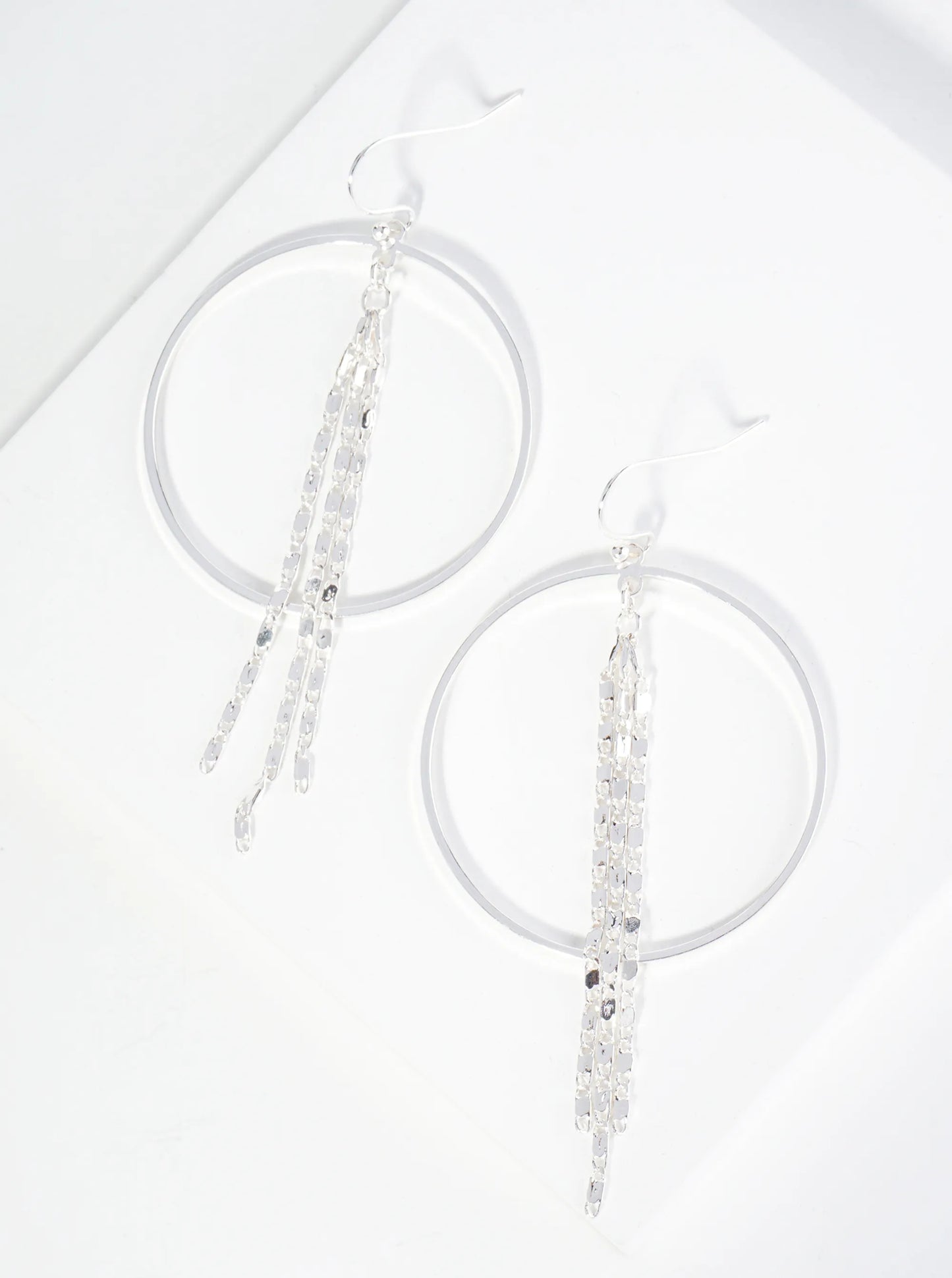 Metal Chain Drop Circle Dangle Earrings