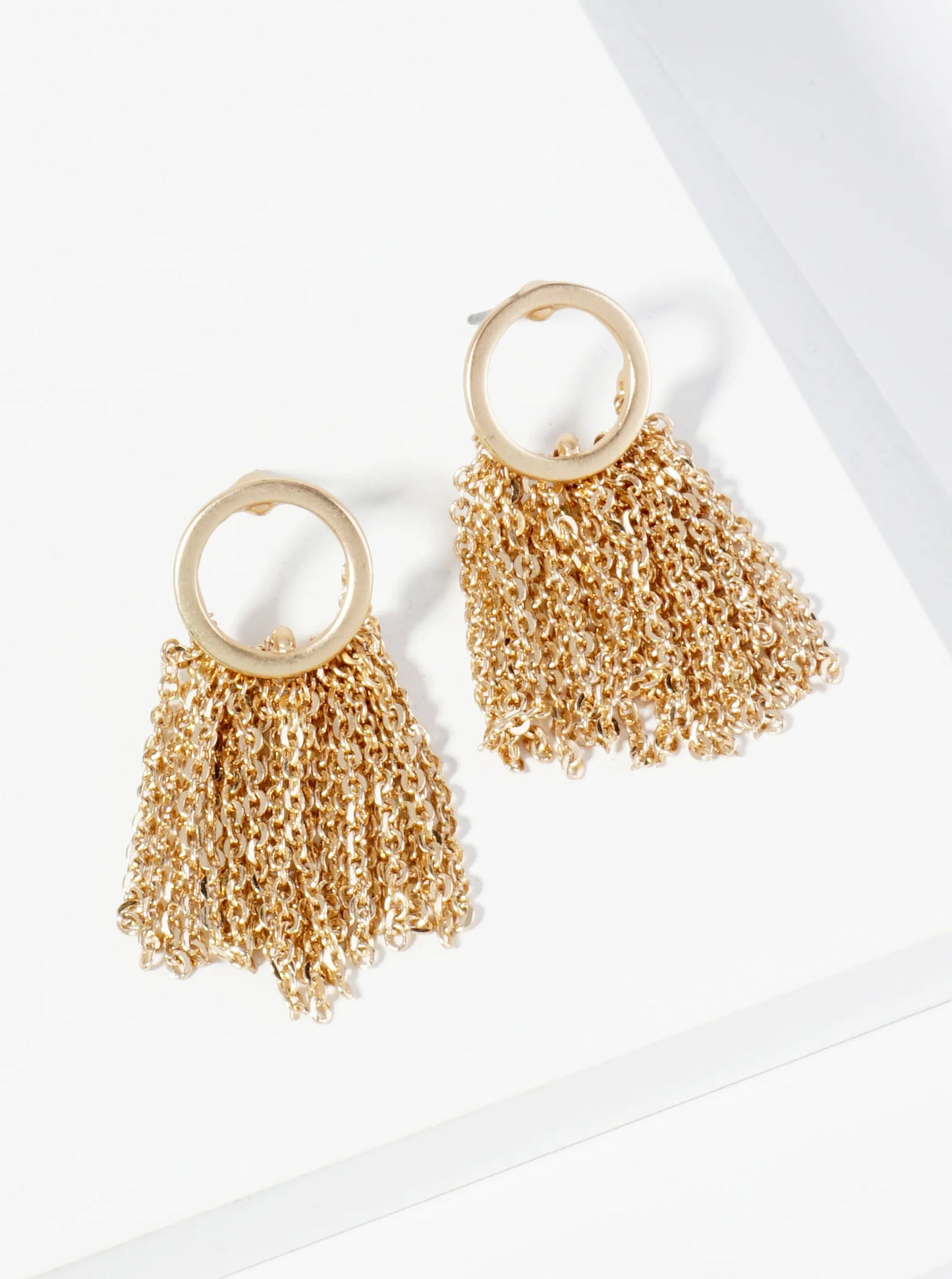 Metal Chain Drop Circle Post Earrings