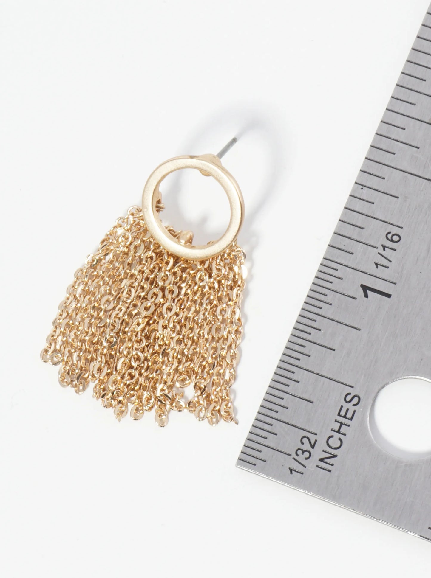 Metal Chain Drop Circle Post Earrings