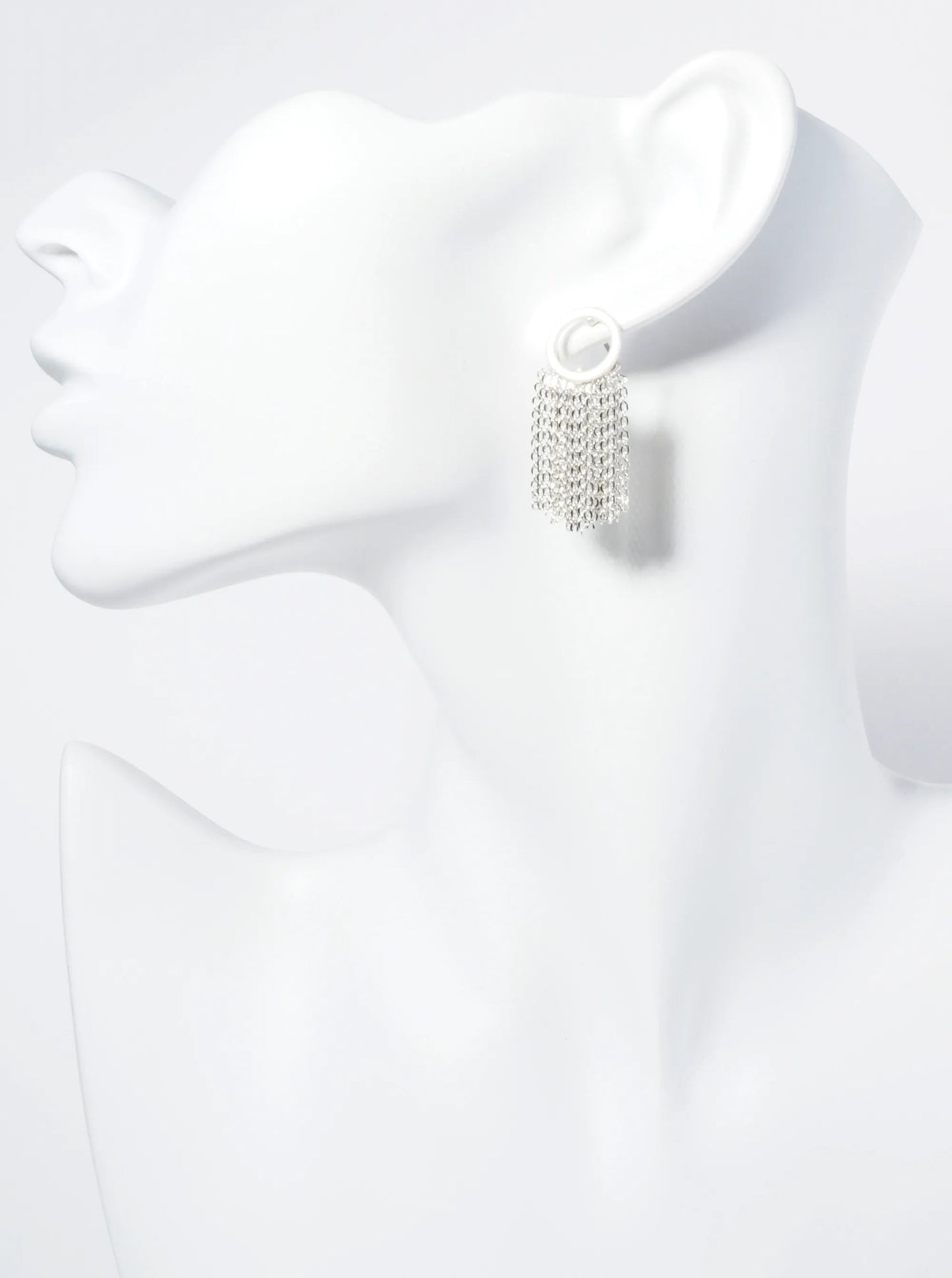 Metal Chain Drop Circle Post Earrings