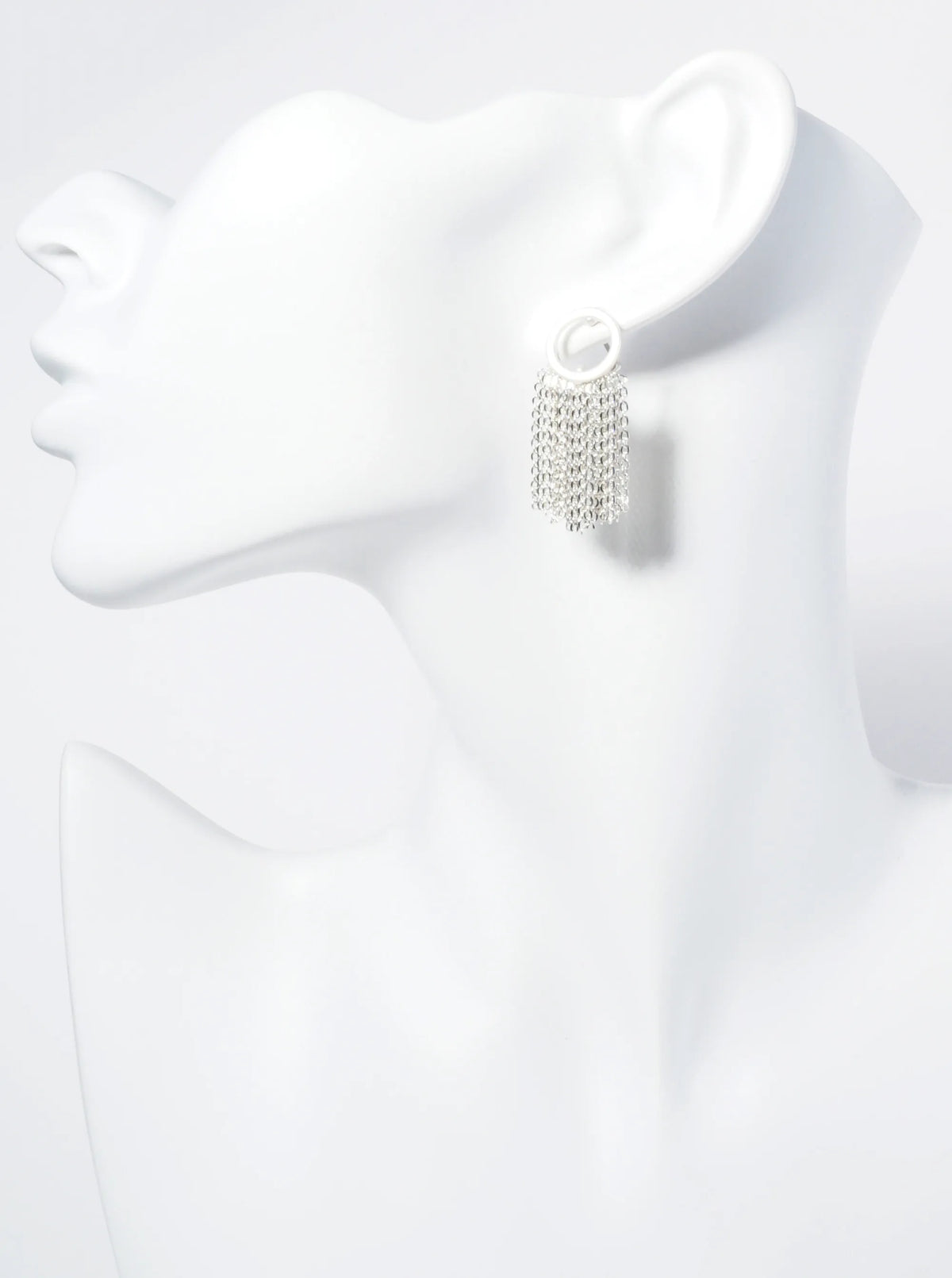 Metal Chain Drop Circle Post Earrings