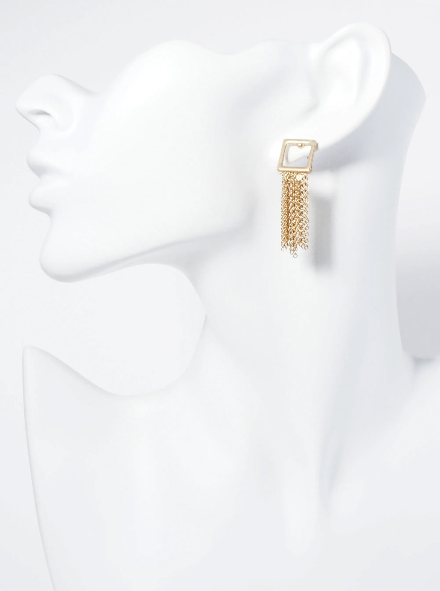 Metal Chain Drop Square Post Earrings