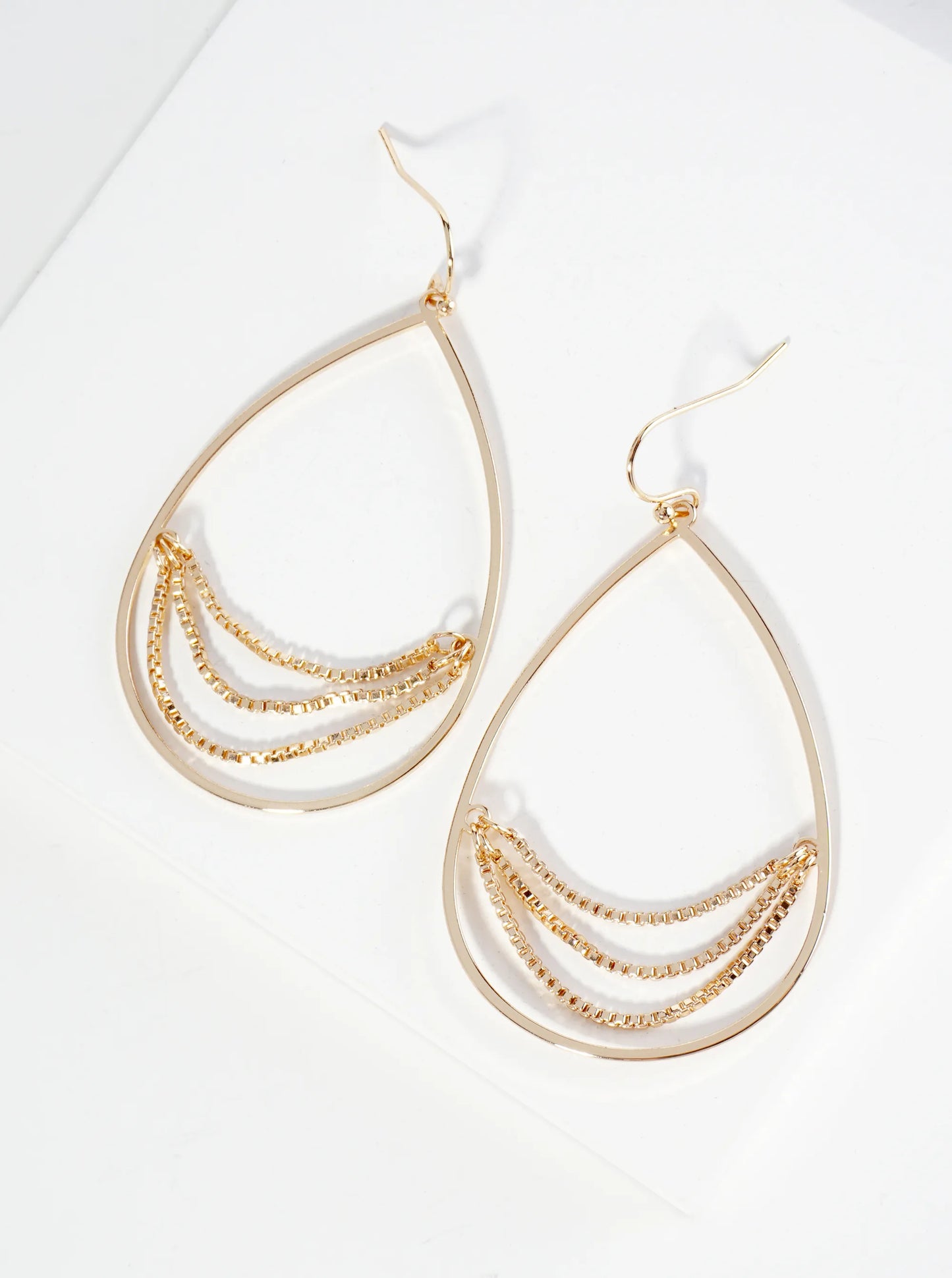 Metal Chain Drop Teardrop Dangle Earrings