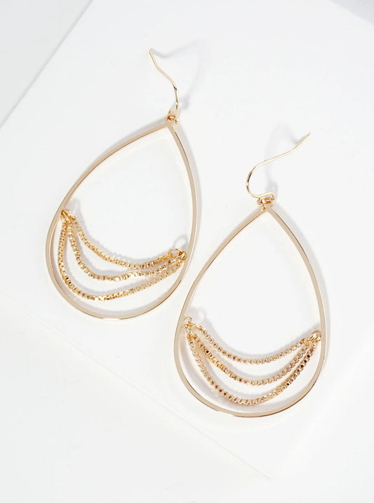 Metal Chain Drop Teardrop Dangle Earrings