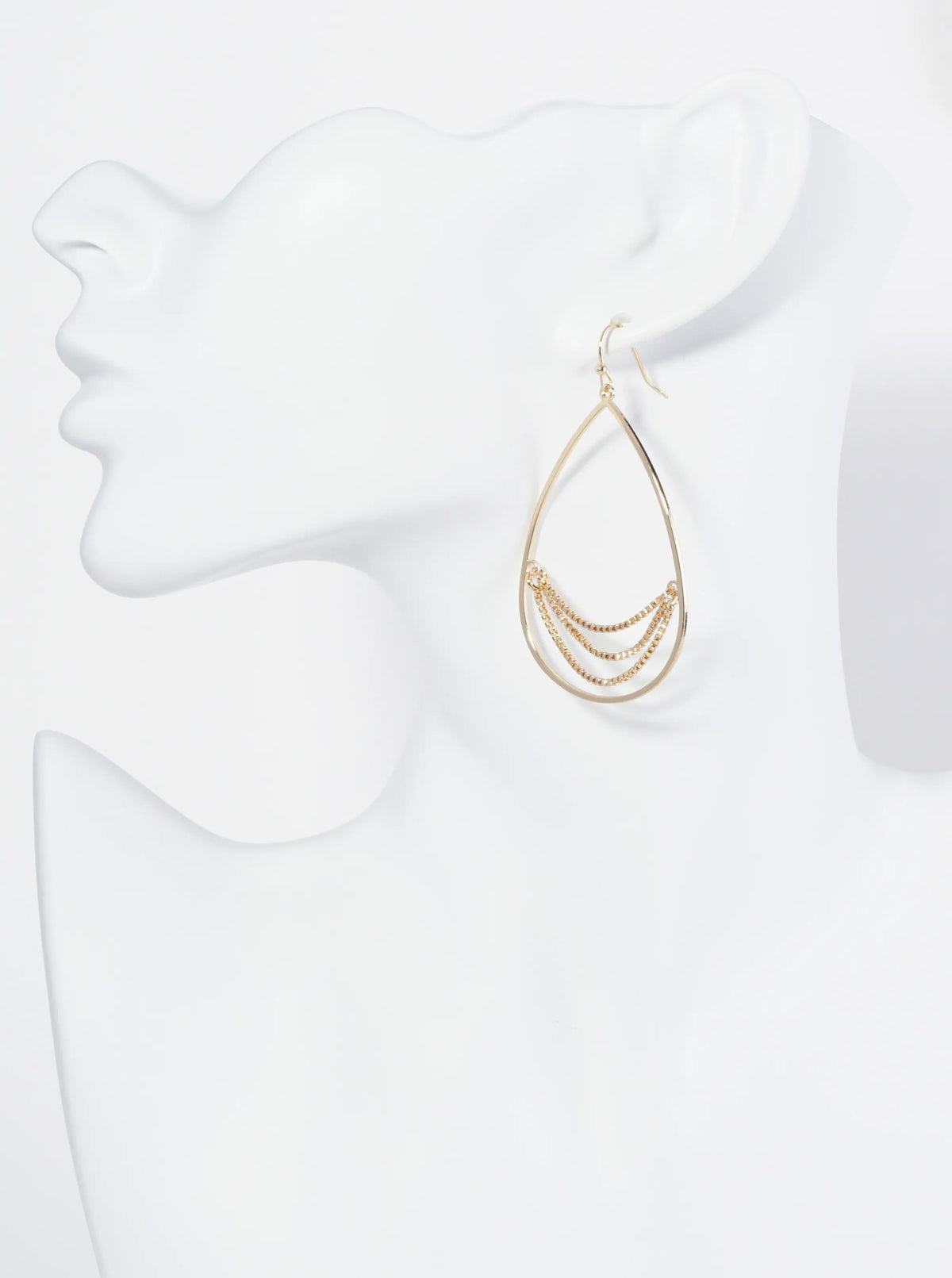 Metal Chain Drop Teardrop Dangle Earrings