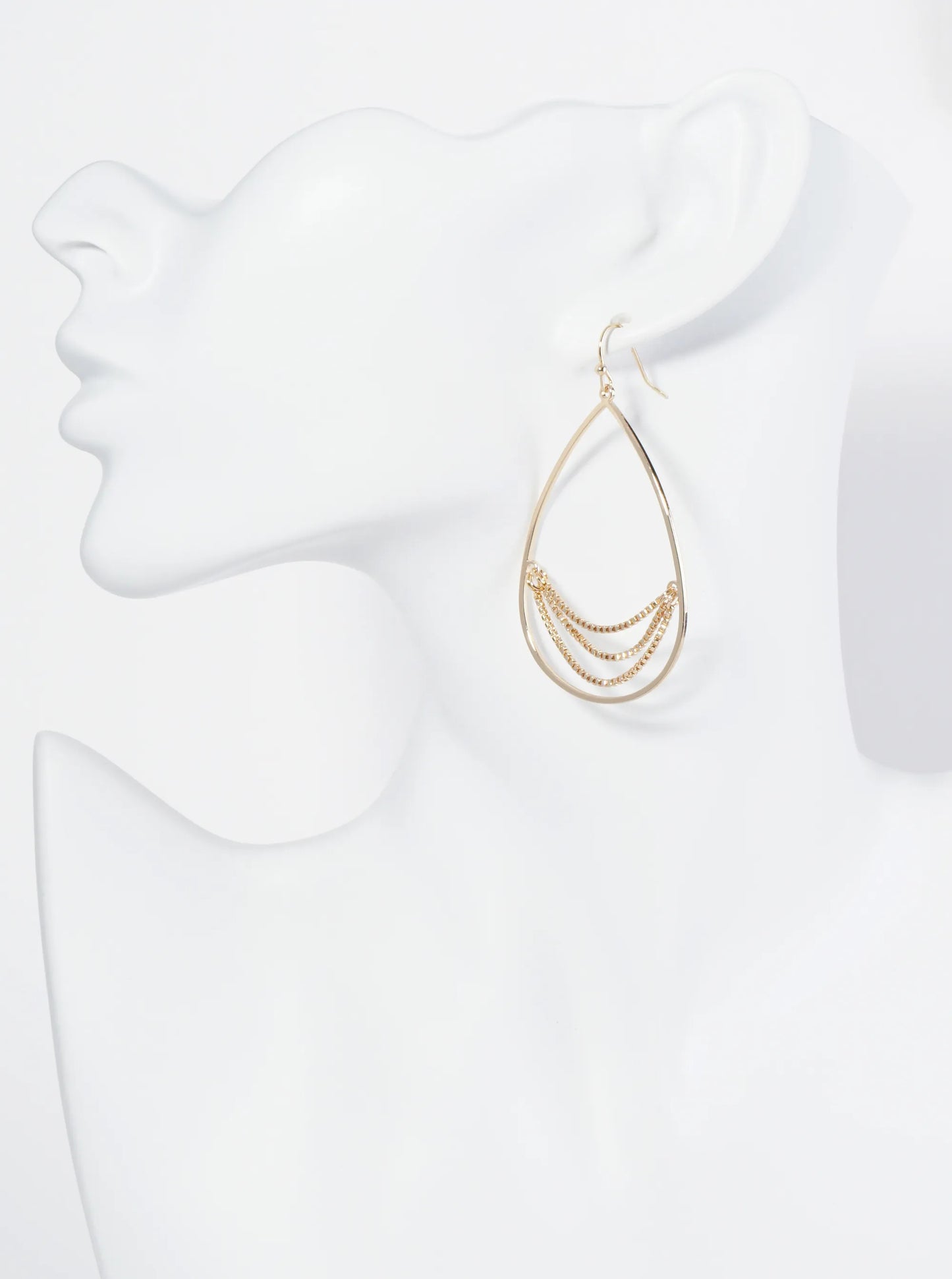 Metal Chain Drop Teardrop Dangle Earrings