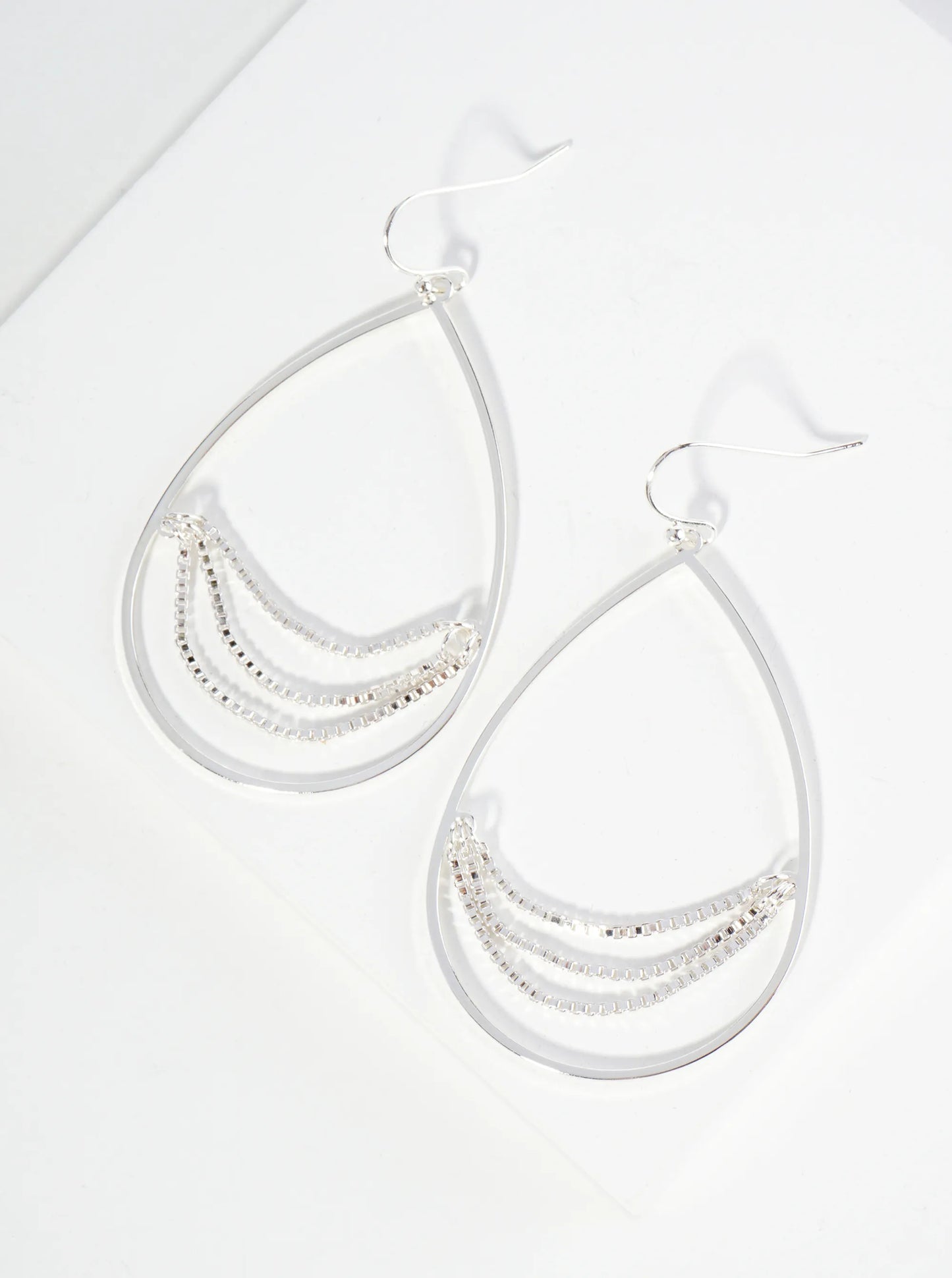 Metal Chain Drop Teardrop Dangle Earrings