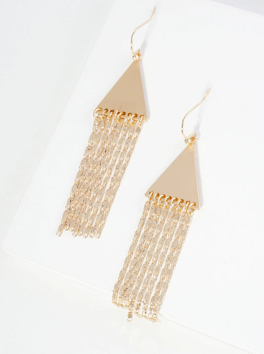 Metal Chain Drop Triangle Chandelier Dangle Earrings