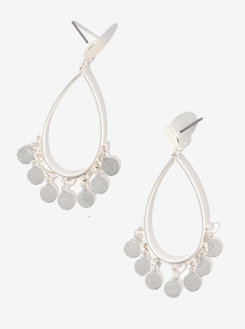 Metal Charm Dangle Teardrop Post Earrings