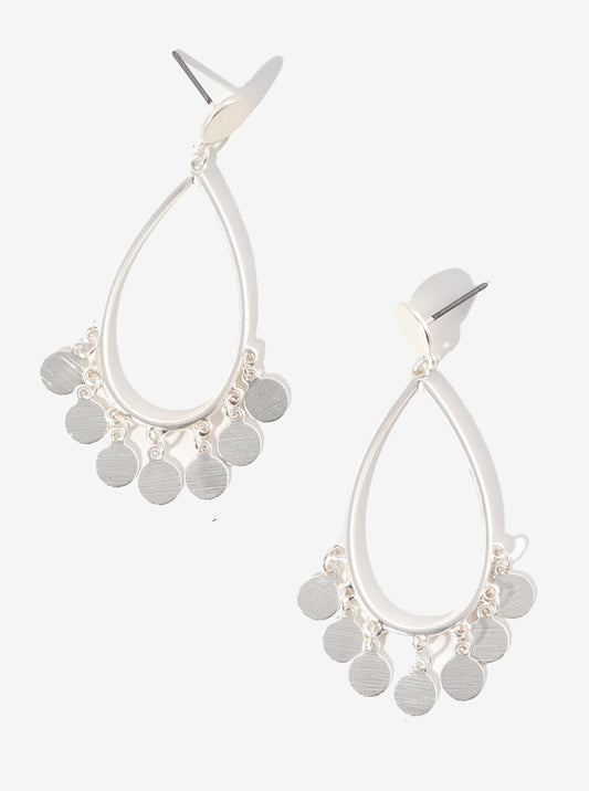 Metal Charm Dangle Teardrop Post Earrings