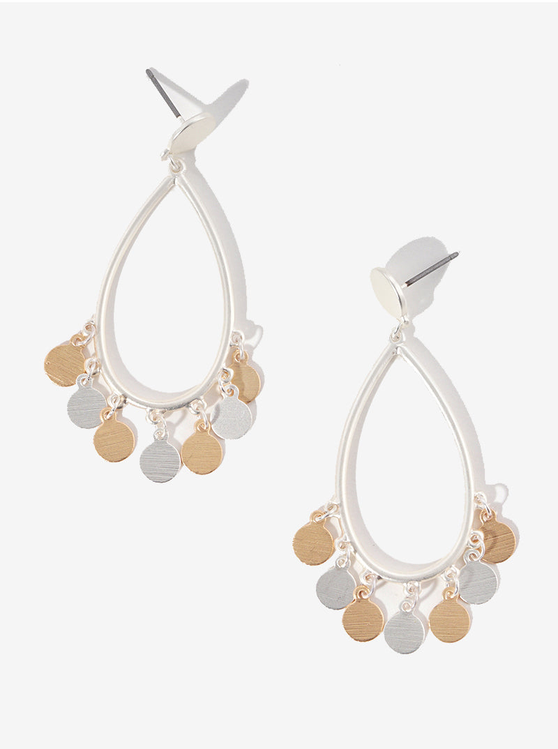 Metal Charm Dangle Teardrop Post Earrings