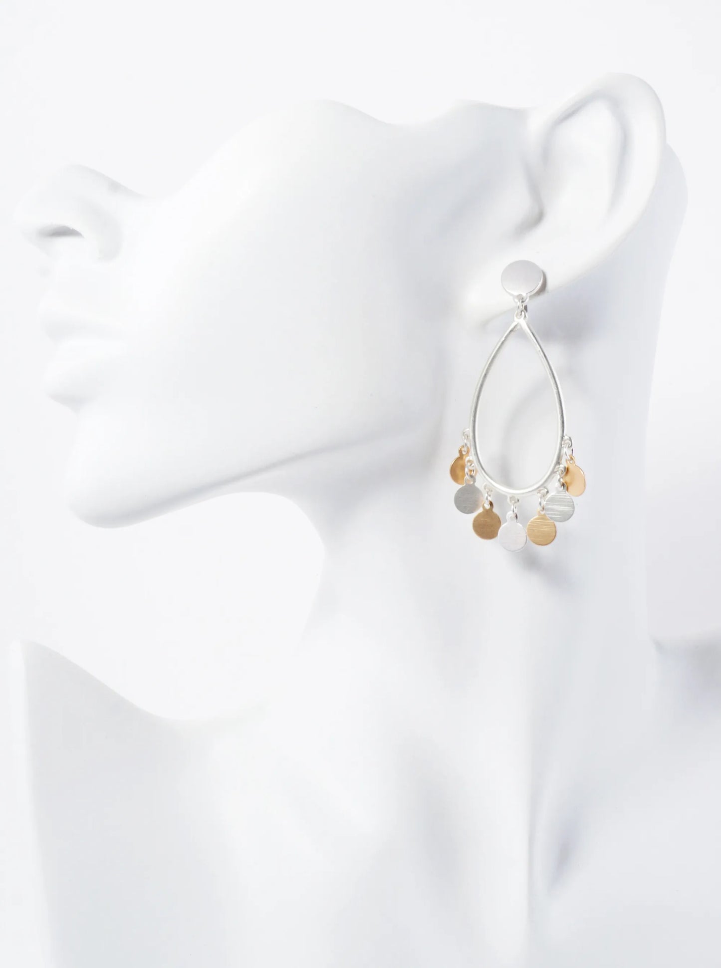Metal Charm Dangle Teardrop Post Earrings