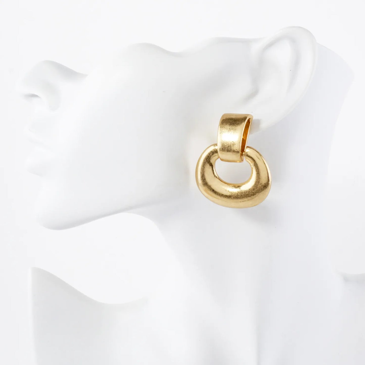 Metal Chunky Doorknocker Earrings With-Titanium-Post