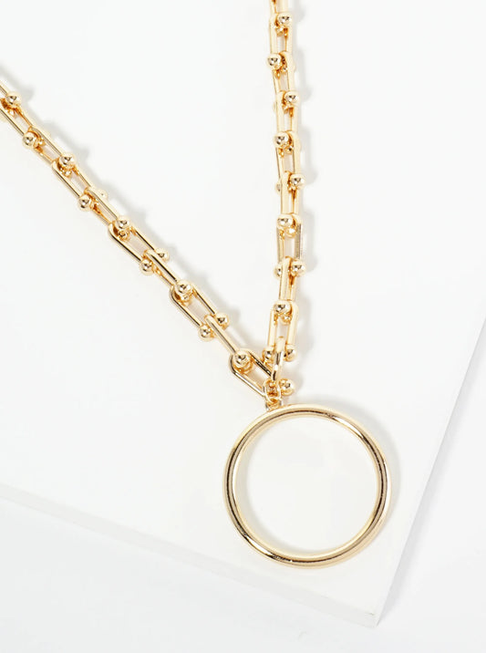 Metal Circle Pendant With HardWear Chain Necklace