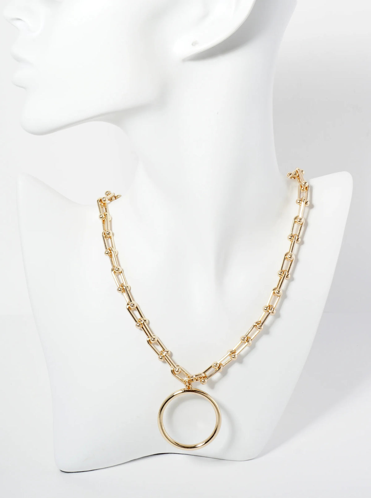 Metal Circle Pendant With HardWear Chain Necklace