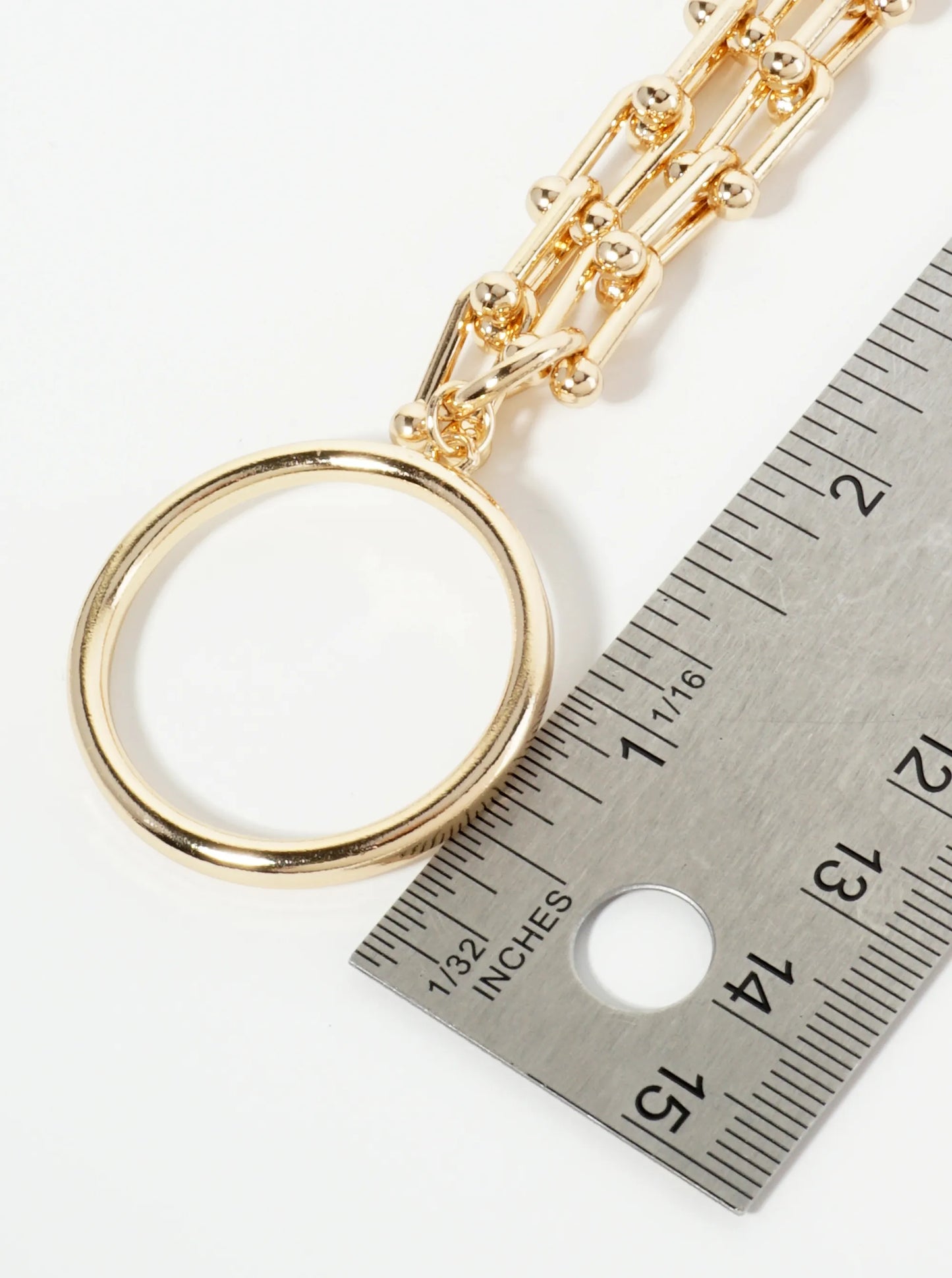Metal Circle Pendant With HardWear Chain Necklace
