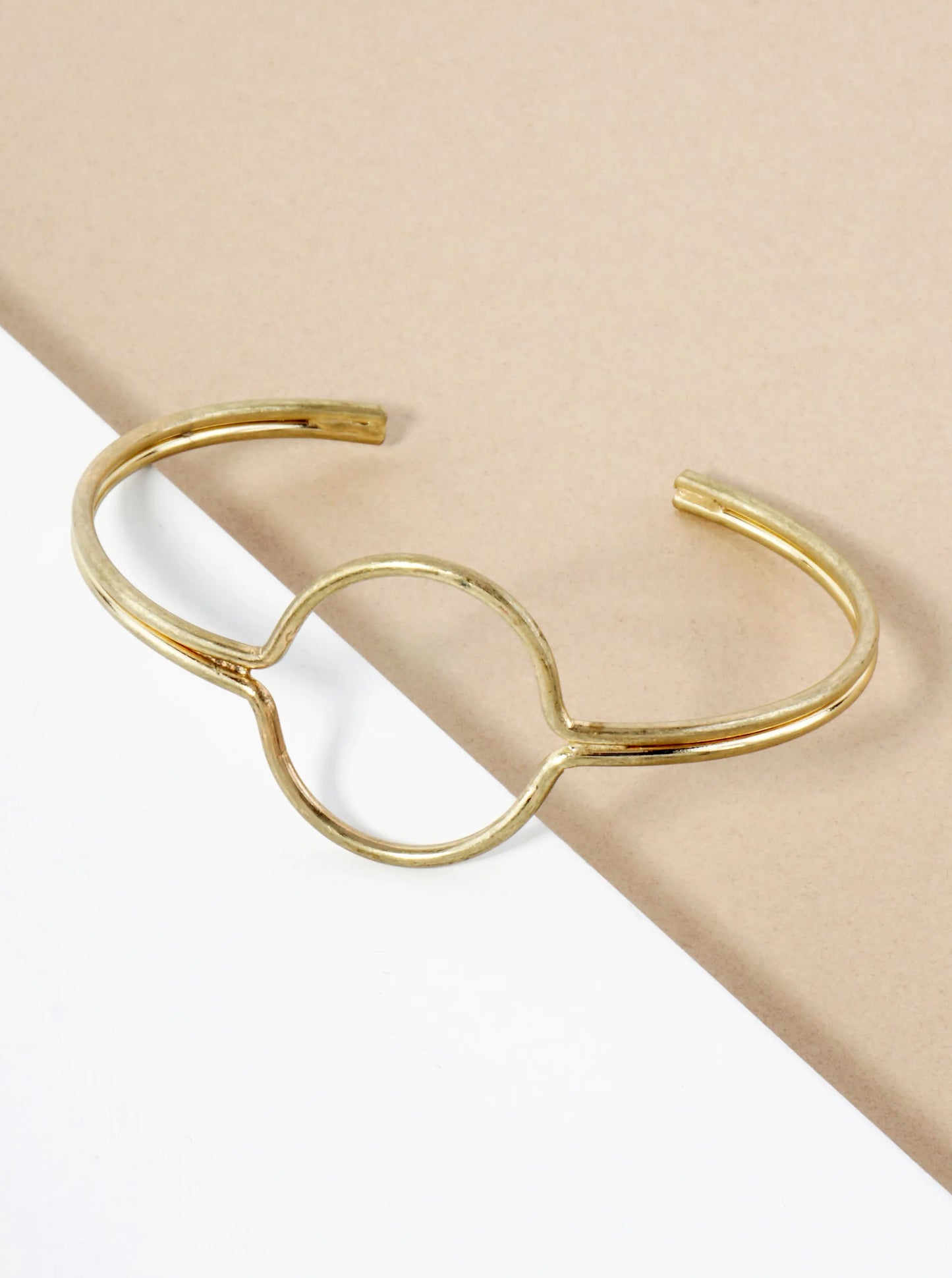 Metal Circle-Shape Accents Geometric Vintage Open Cuff Bracelet