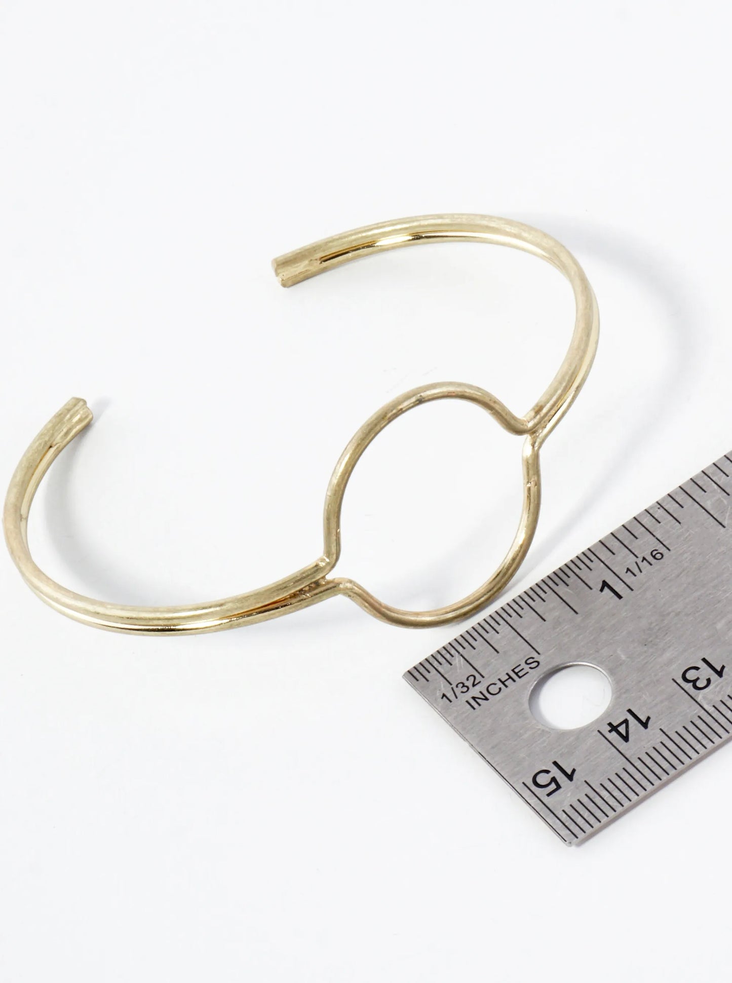 Metal Circle-Shape Accents Geometric Vintage Open Cuff Bracelet