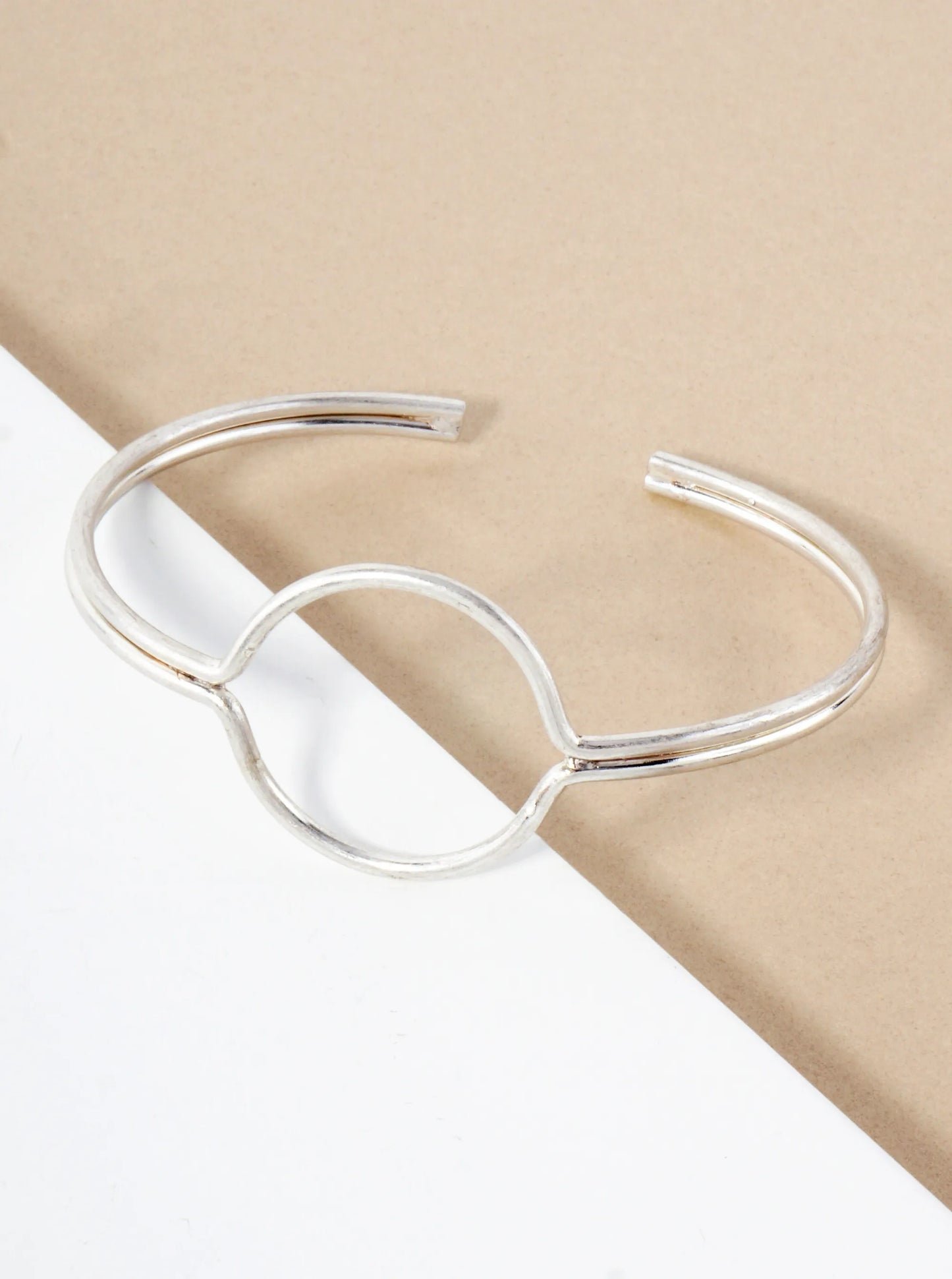 Metal Circle-Shape Accents Geometric Vintage Open Cuff Bracelet