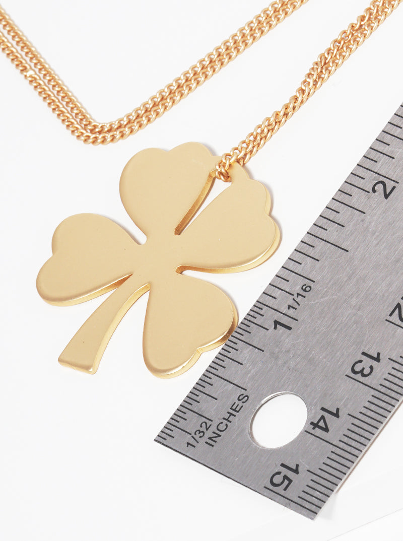 Metal Clover Pendant Long Necklace